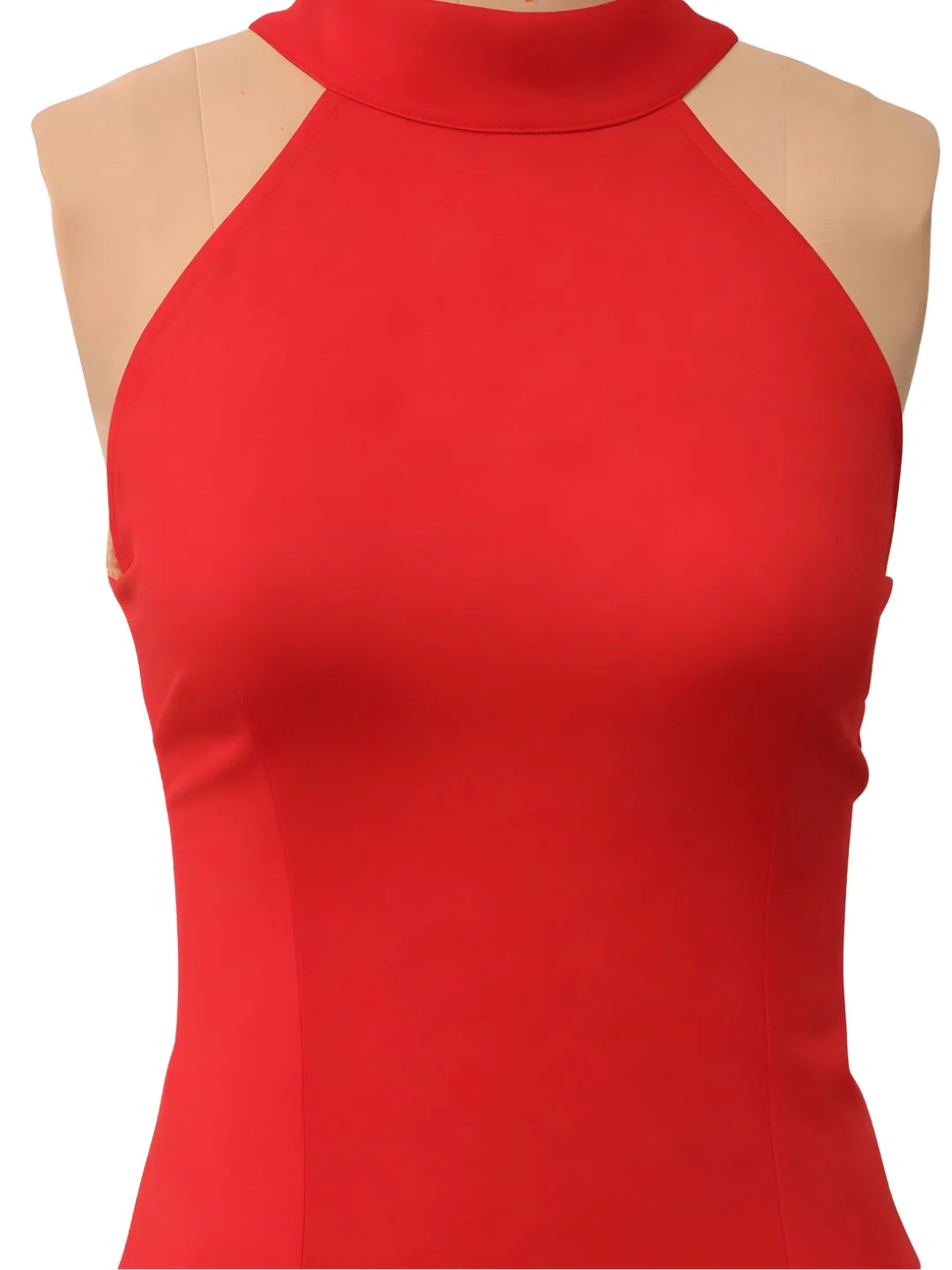 Red Solid Sleeveless Tops - Image 5
