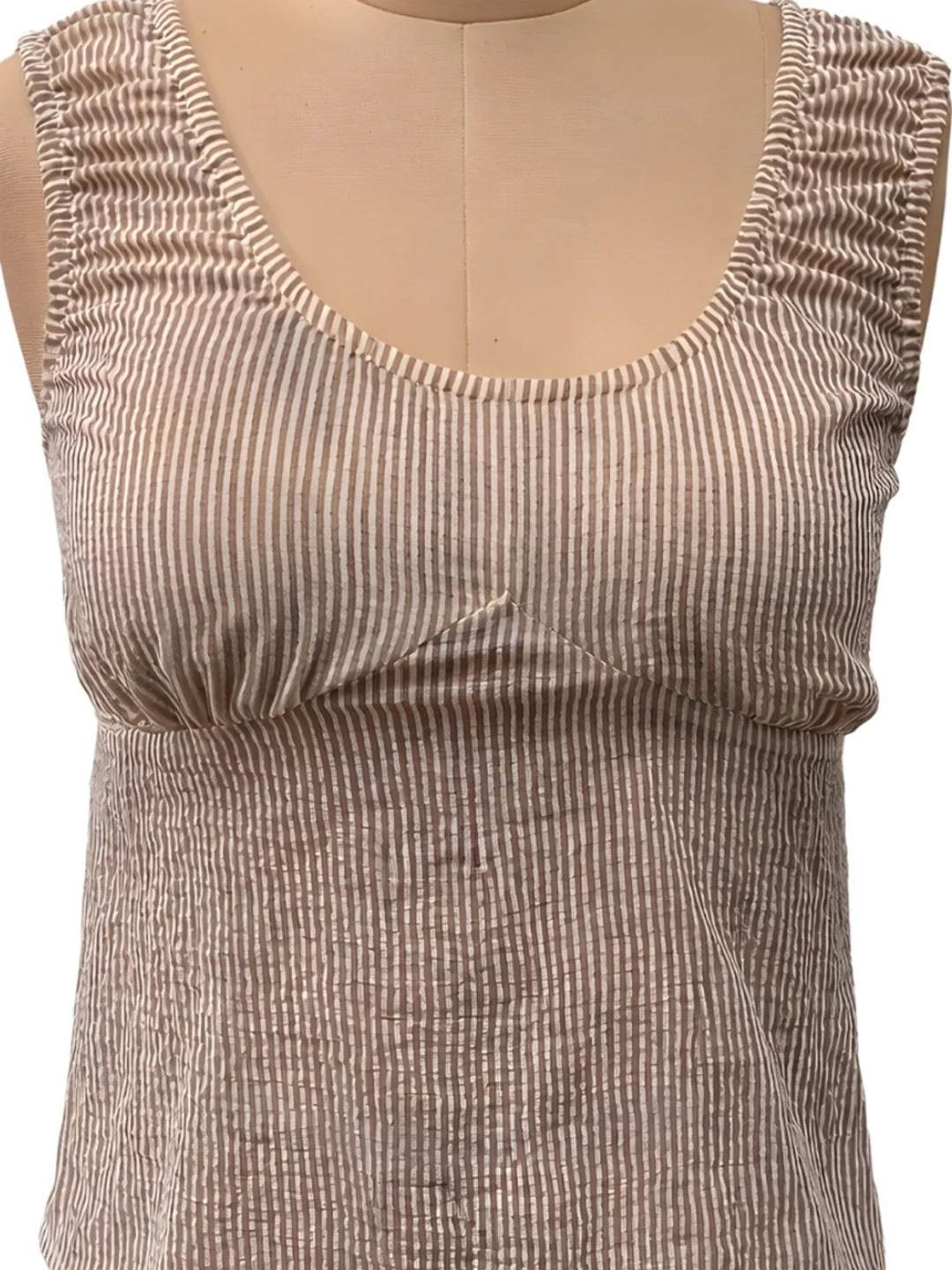 Brown Stripes Sleeveless Tops - Image 5