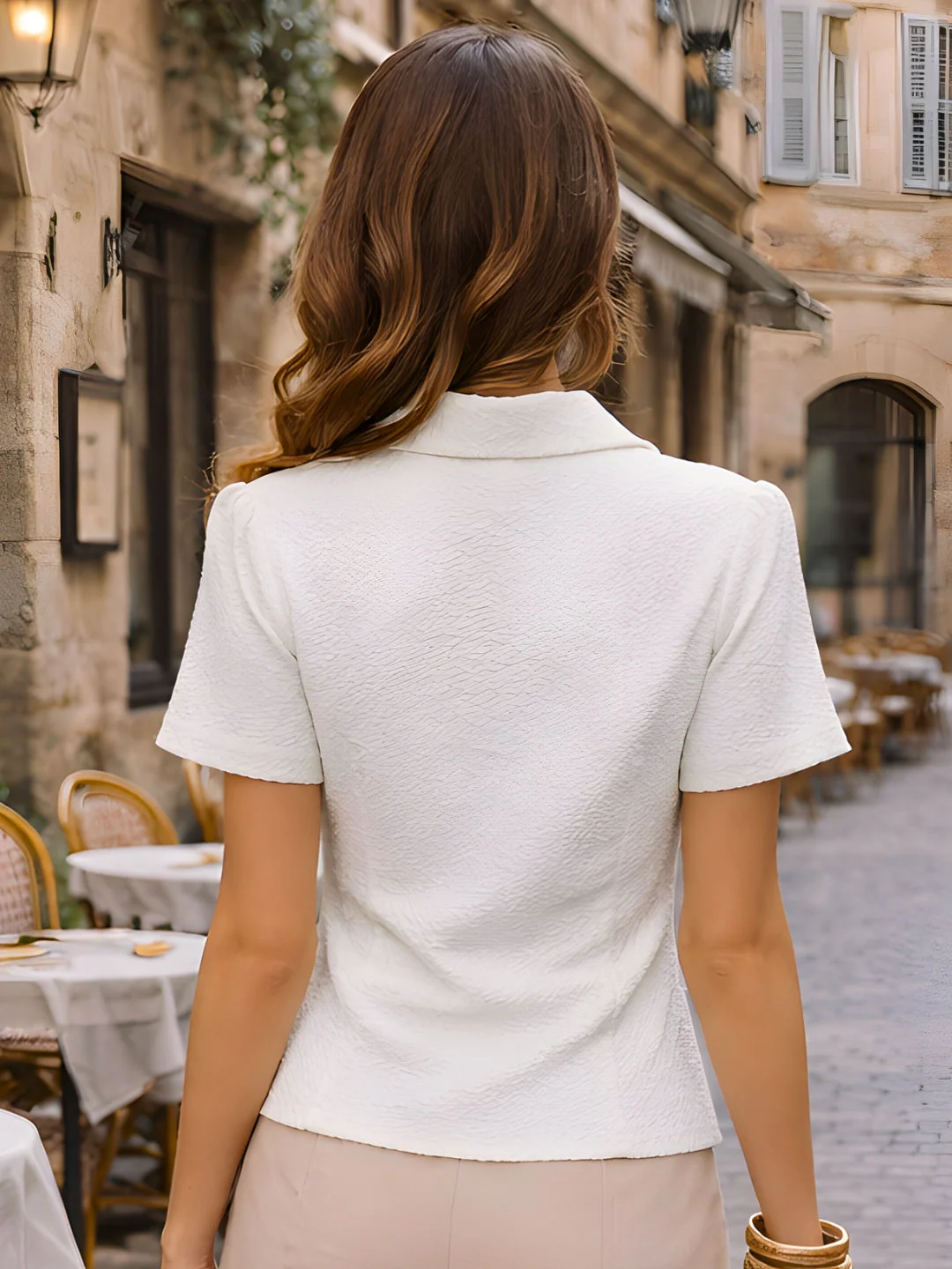 Off White Solid Short Tops - Image 4