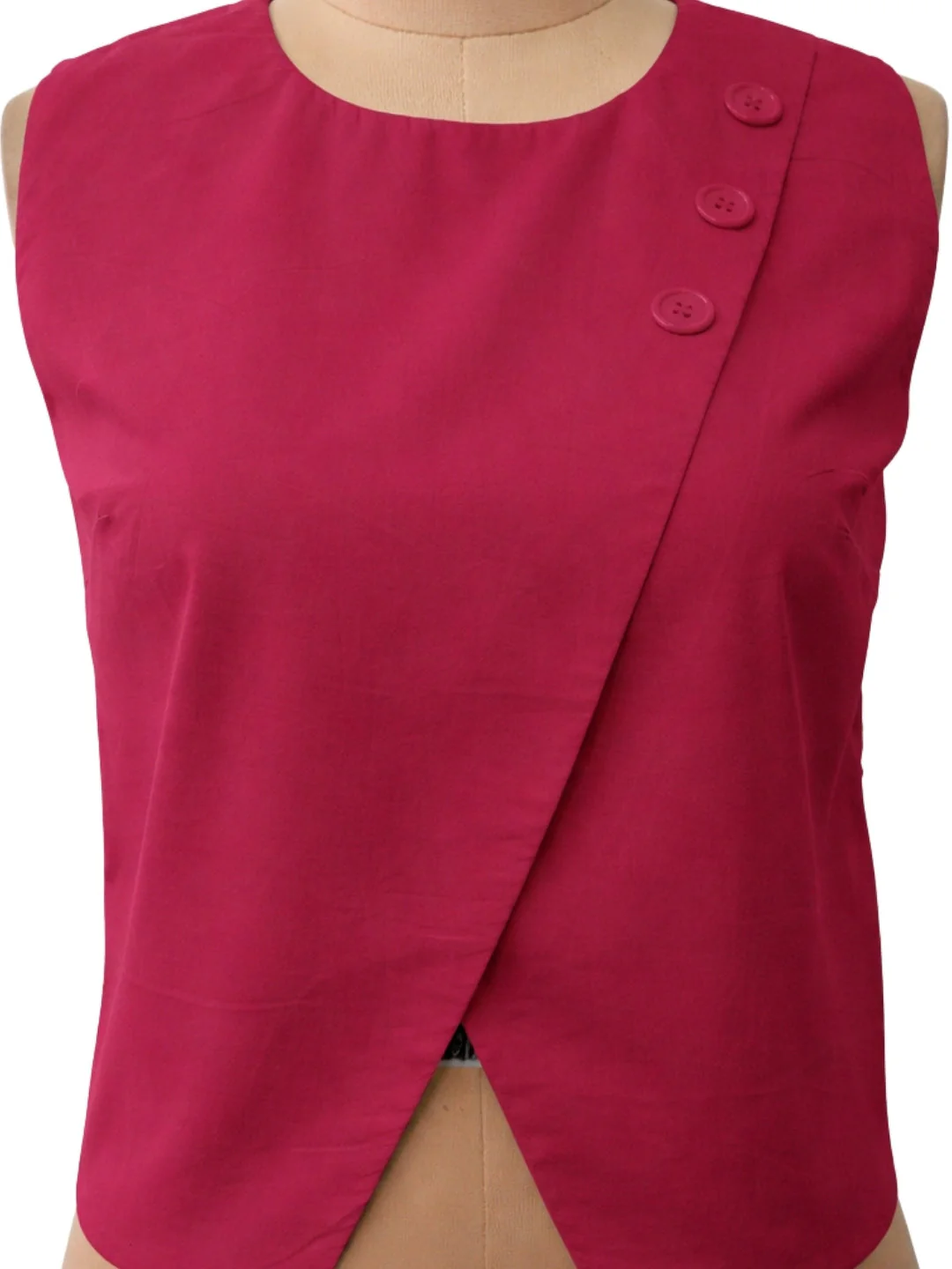 Magenta Solid Sleeveless Top - Image 5