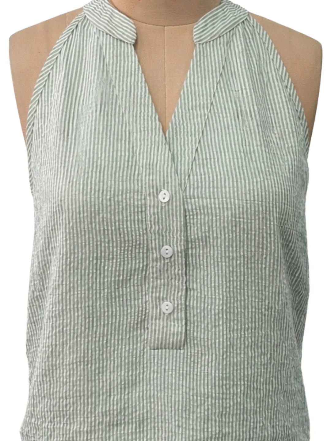 Green Stripes Sleeveless Tops - Image 5