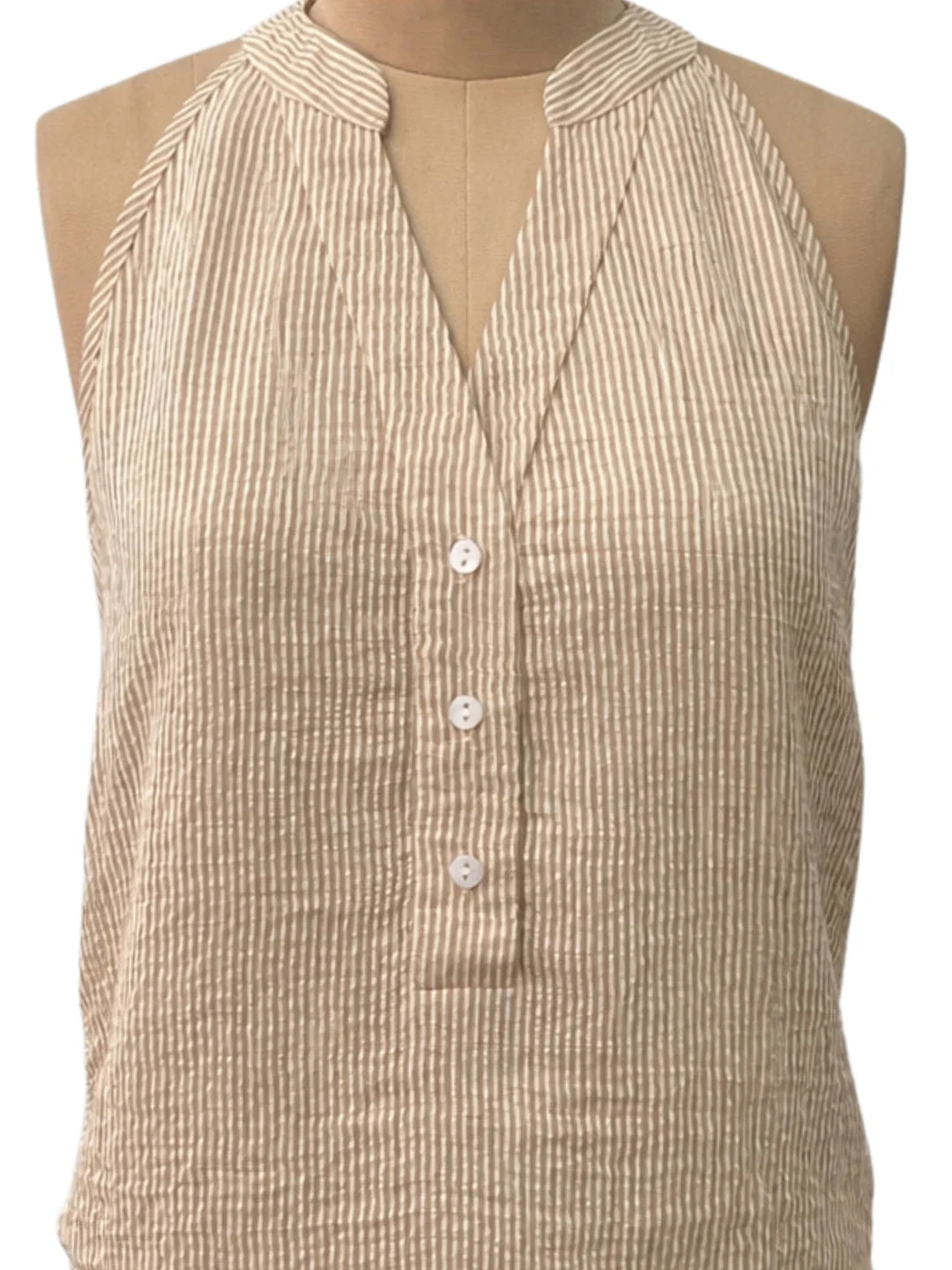 Brown Stripes Sleeveless Tops - Image 5
