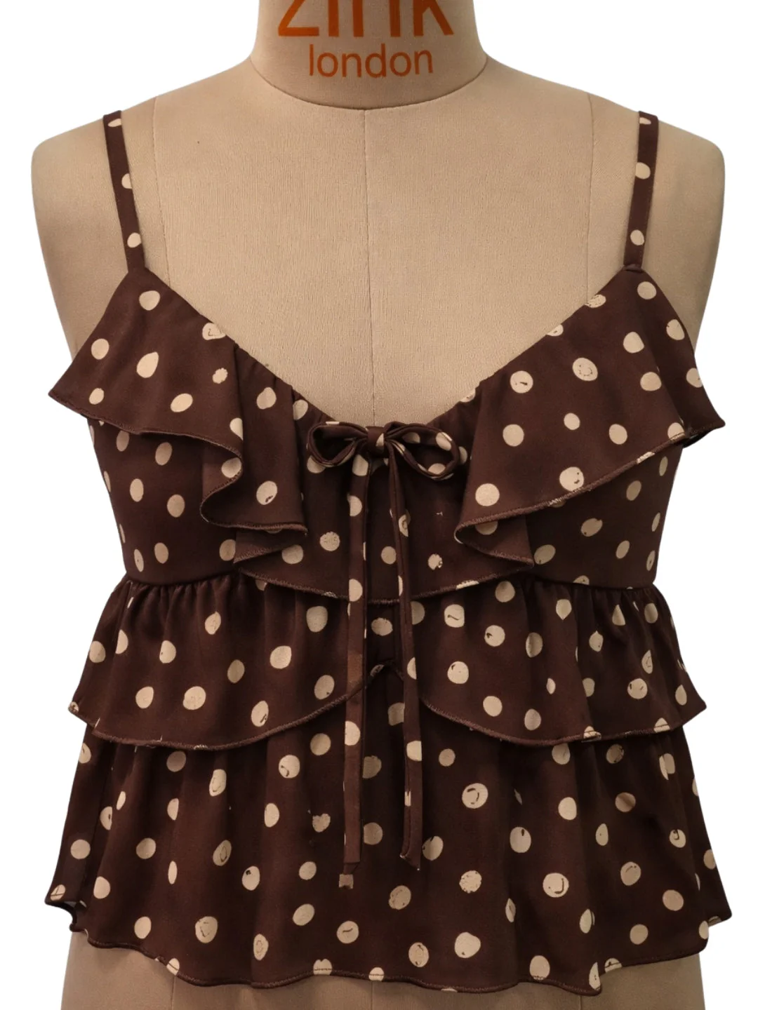 Brown Polka Dot Shoulder Straps Tops - Image 5