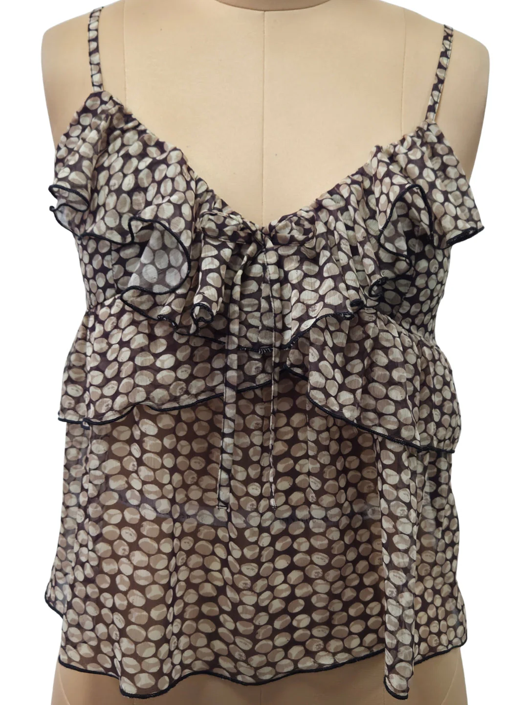 Brown Abstract Shoulder Straps Tops - Image 5