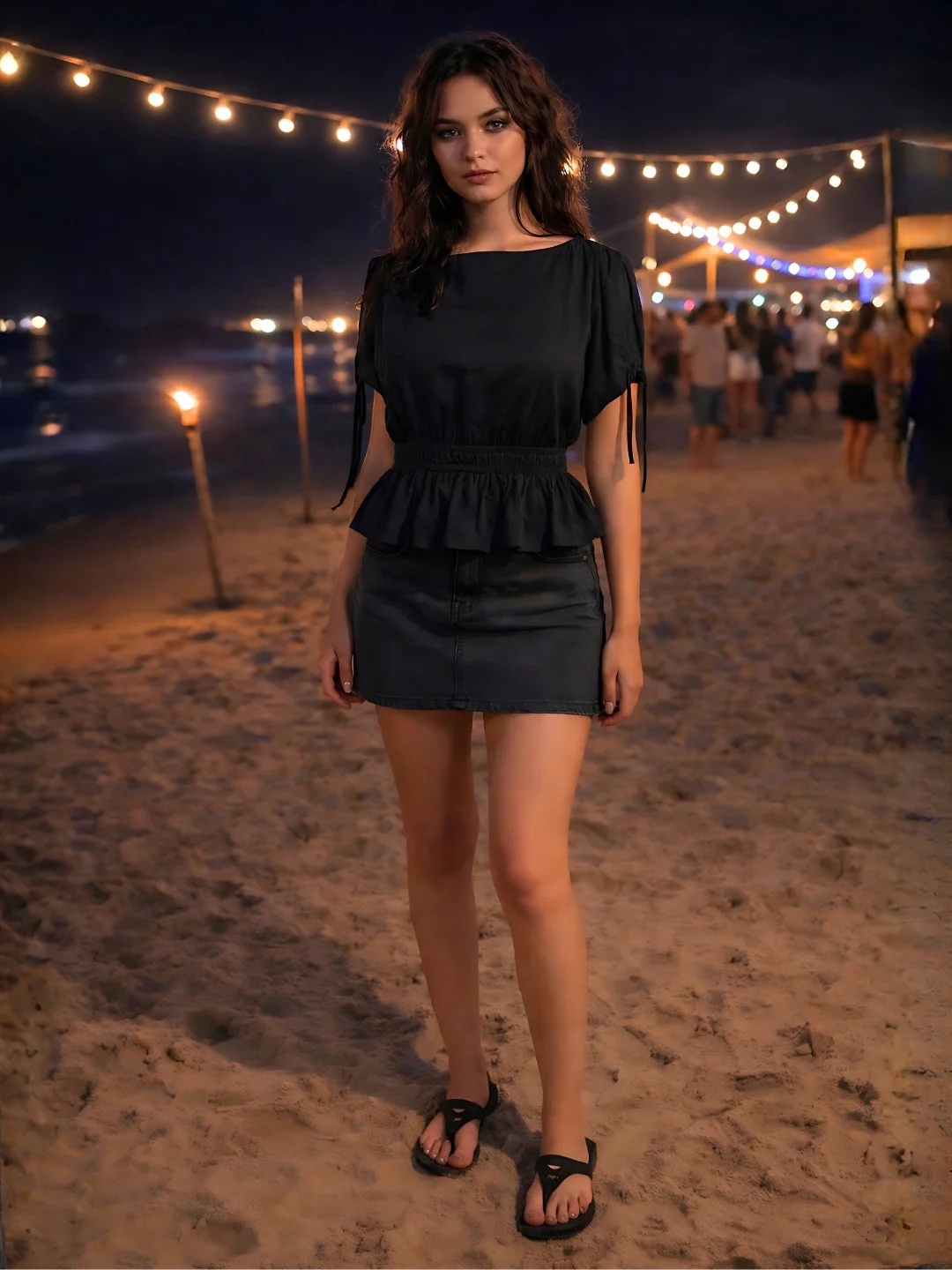 Black Solid Sleeveless Tops - Image 2