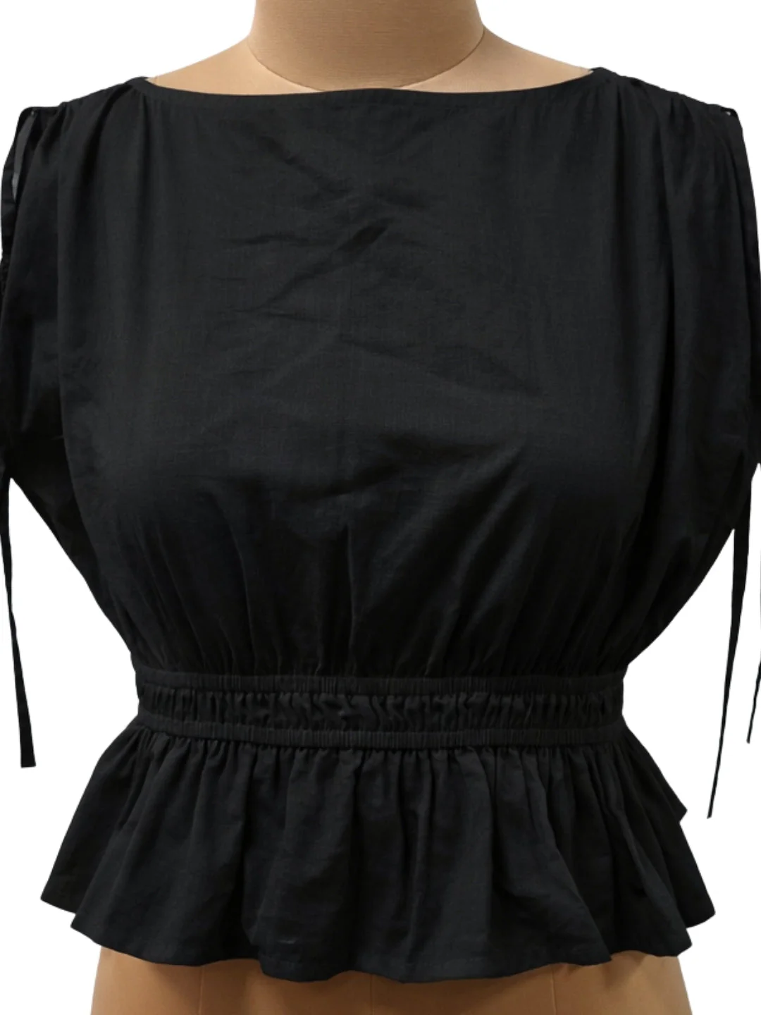 Black Solid Sleeveless Tops - Image 5