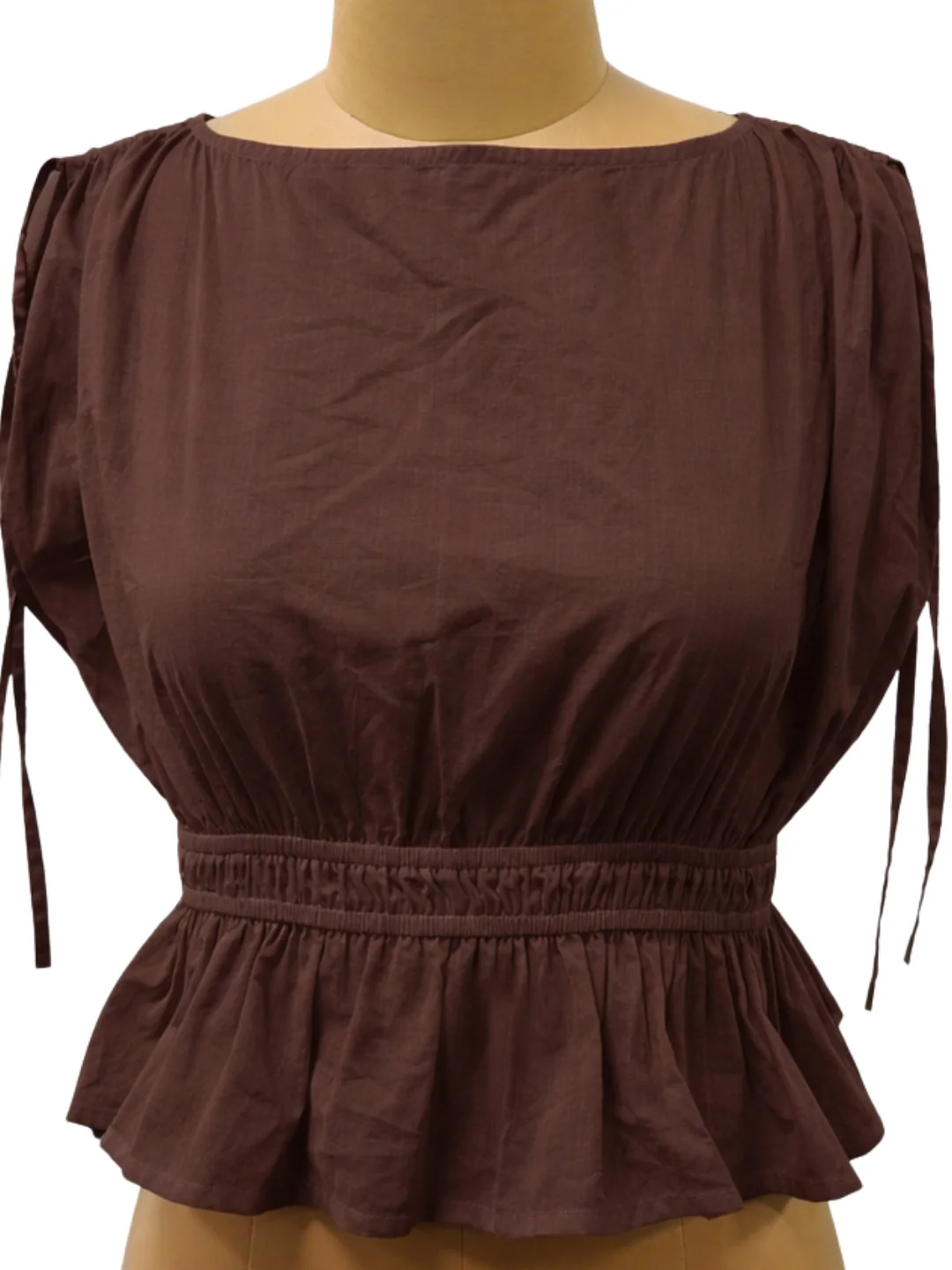 Brown Solid Sleeveless Tops - Image 5