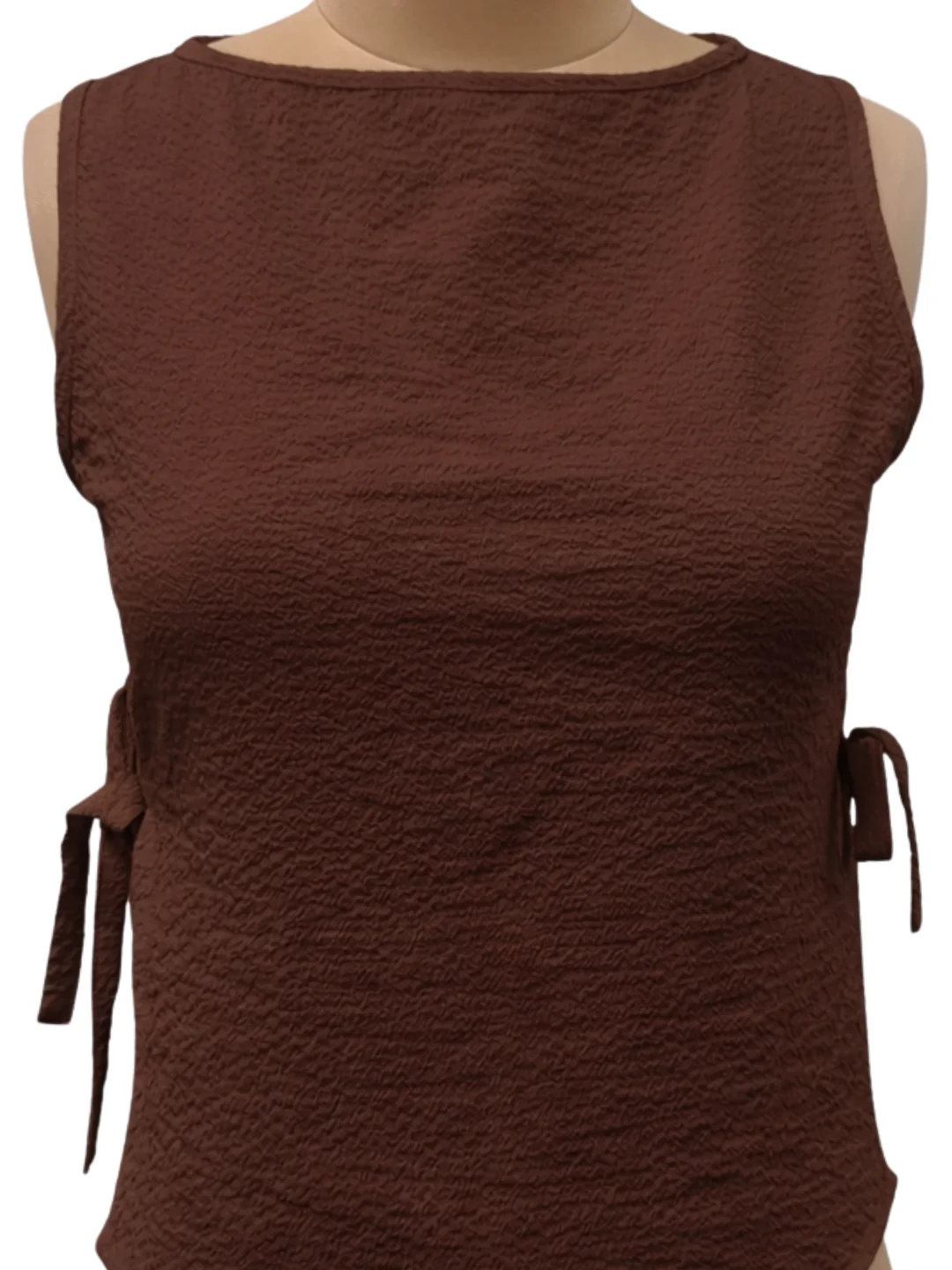 Brown Solid Sleeveless Top - Image 5