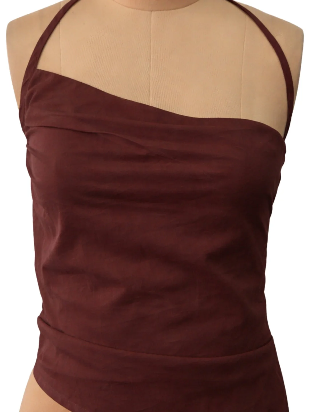 Brown Solid Shoulder Straps Tops - Image 5