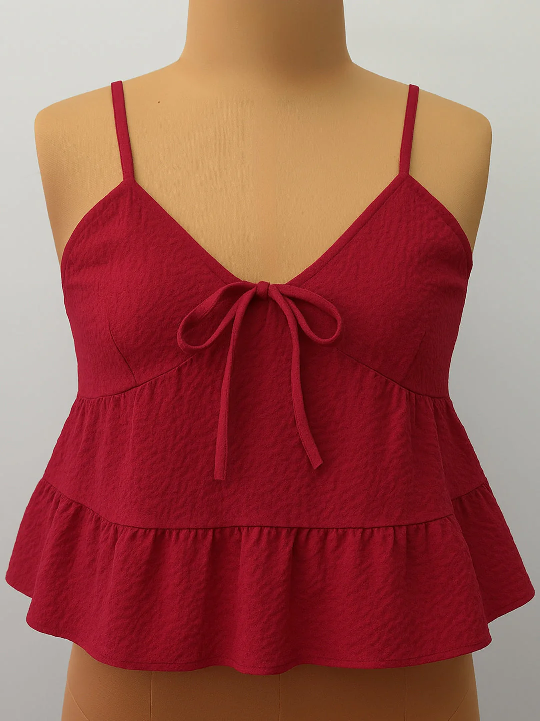 Maroon Solid Shoulder Straps Tops - Image 5