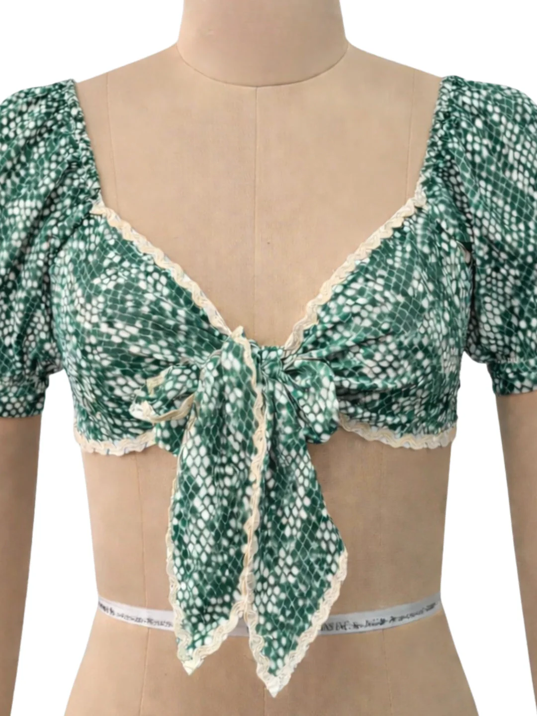 Green Animal Print Half Sleeves Top - Image 5