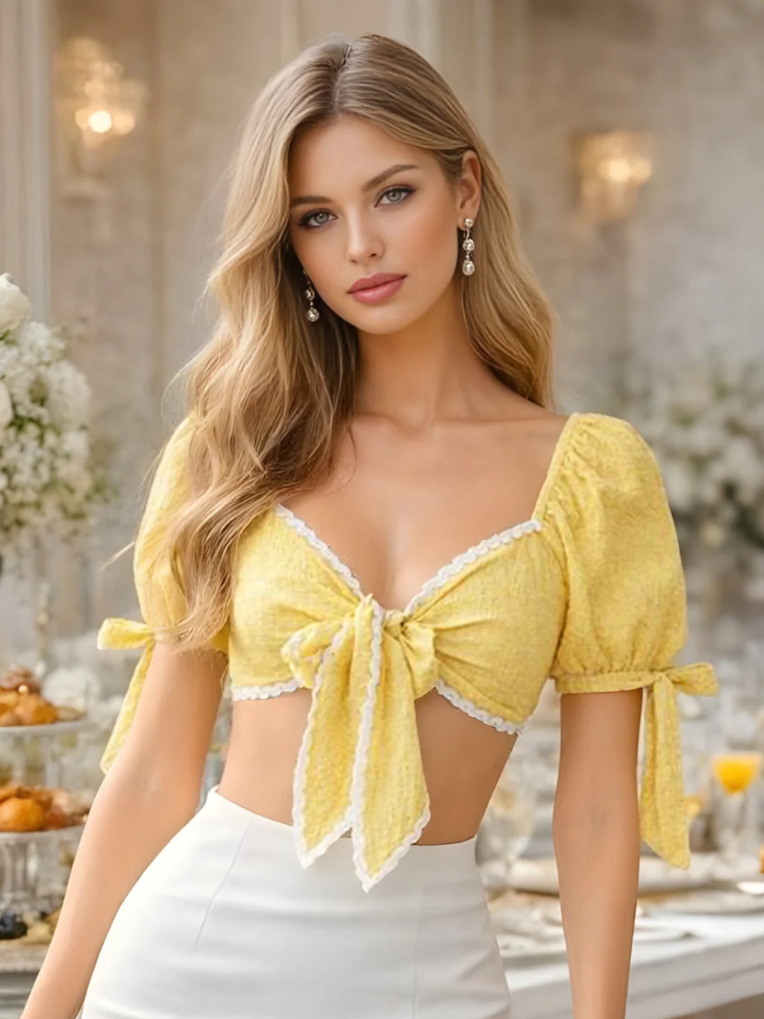 Yellow Solid Half Sleeves Top - Image 2