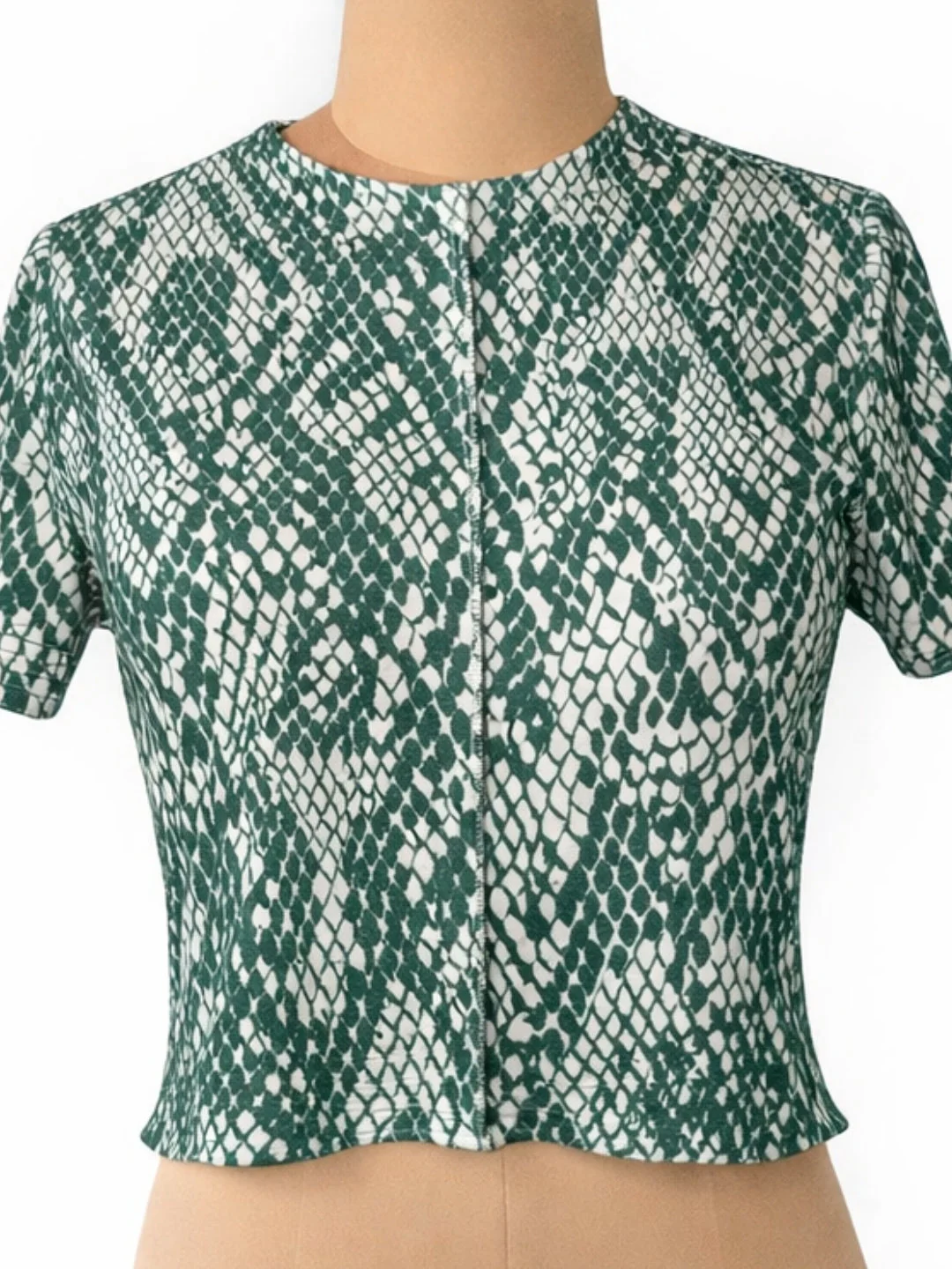 don't be basic Green Animal Print Half Top - Image 5