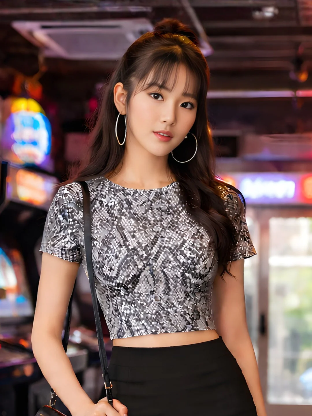 don't be basic Grey Animal Print Half Top - Image 2