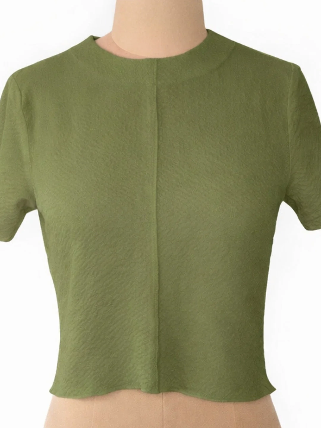 don't be basic Olive Solid Half Top - Image 5