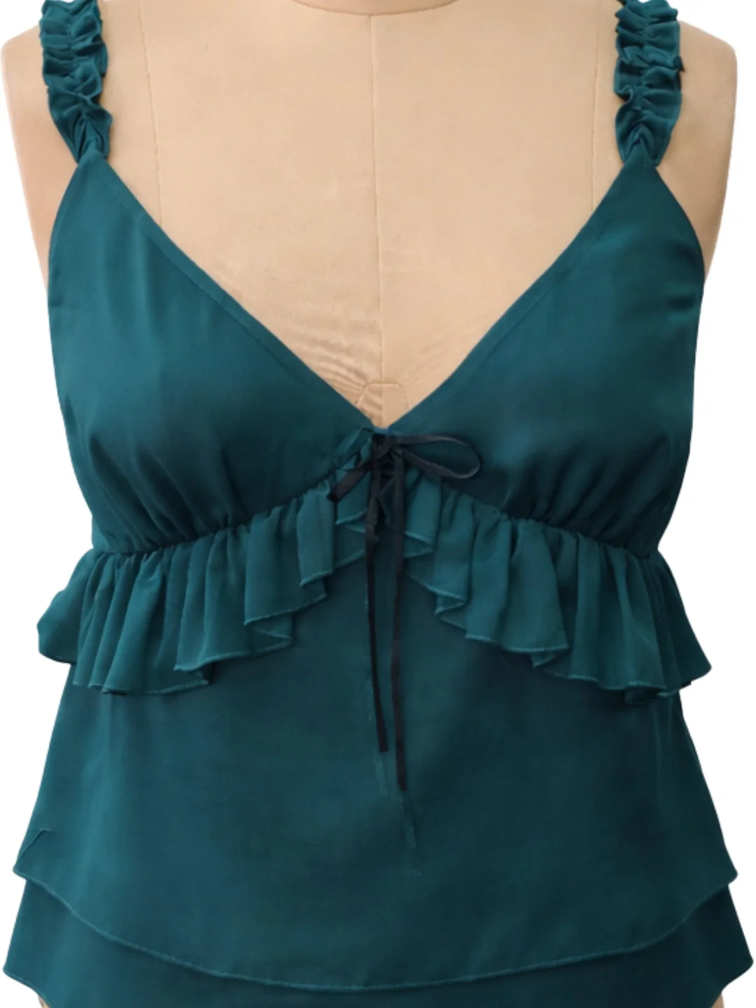 Dark Green Solid Shoulder Straps Top - Image 5