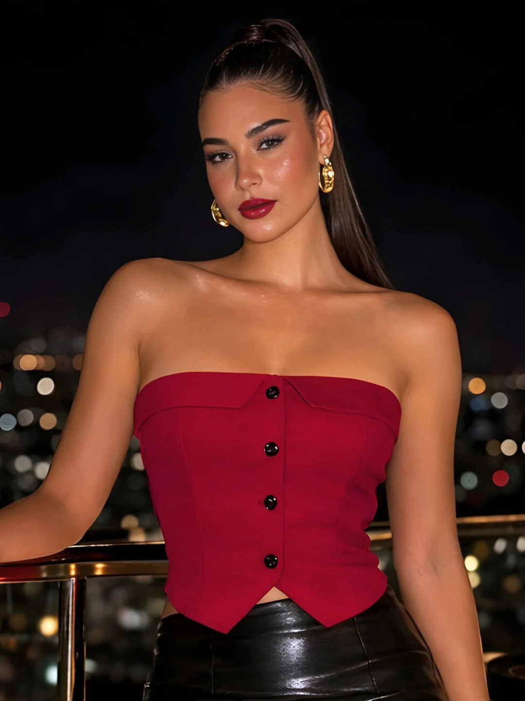 don't be basic Magenta Solid Sleeveless Top - Image 2
