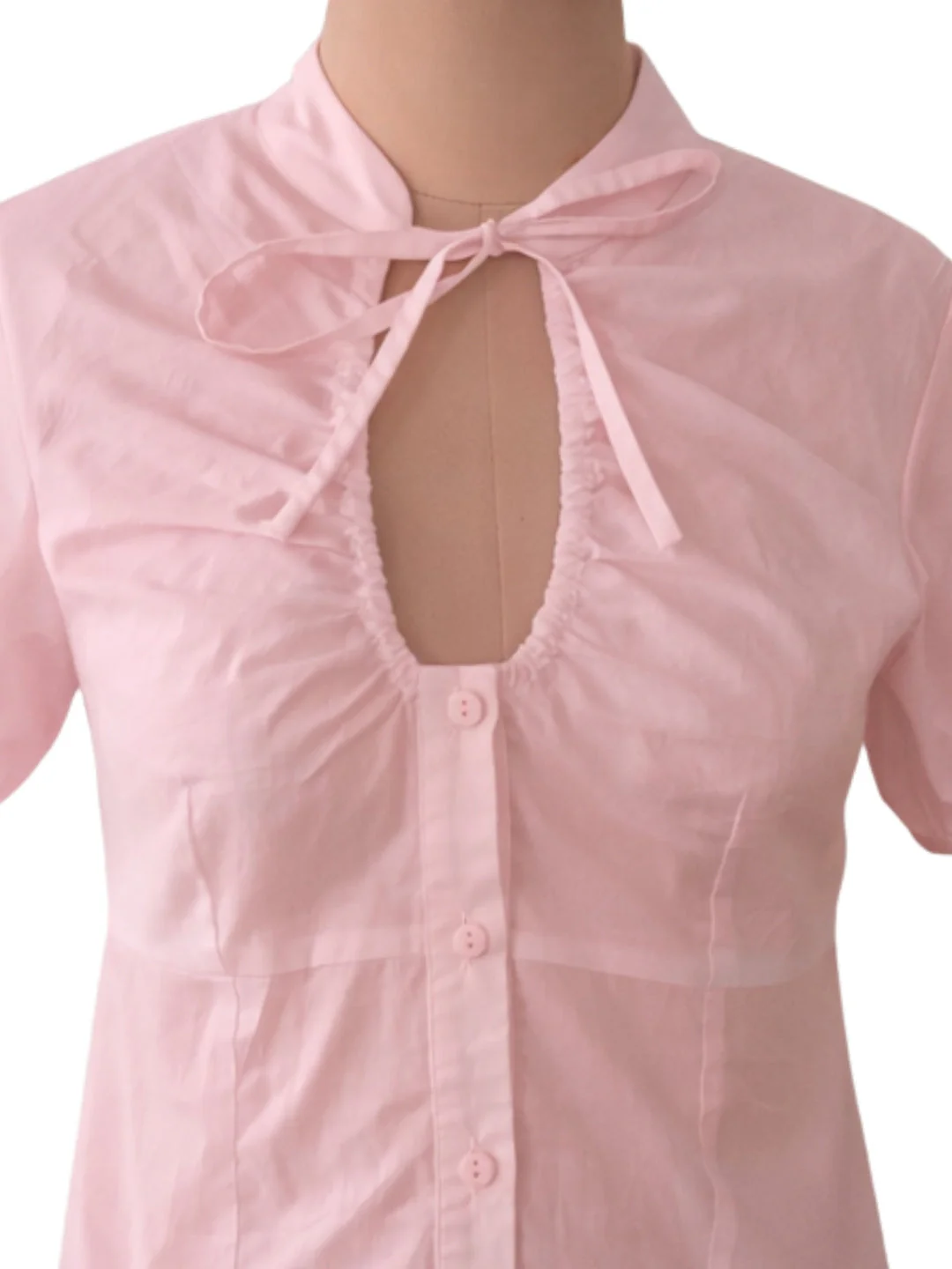 don't be basic Pink Solid Short Shirt - Image 5