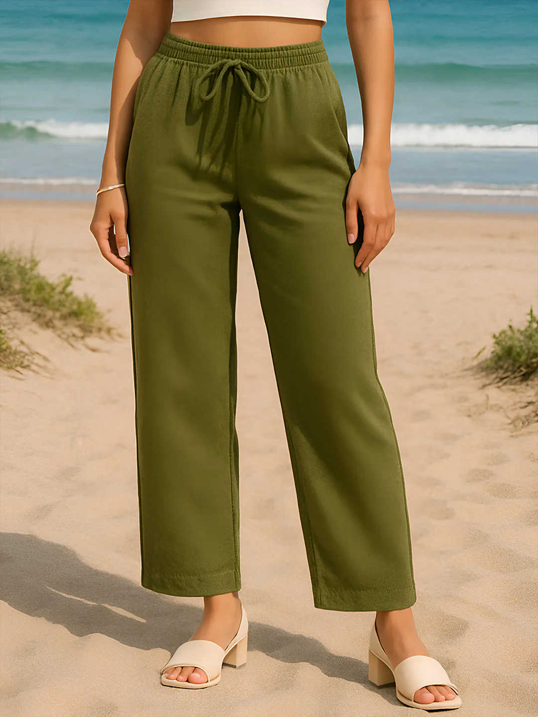 Olive Solid Trouser