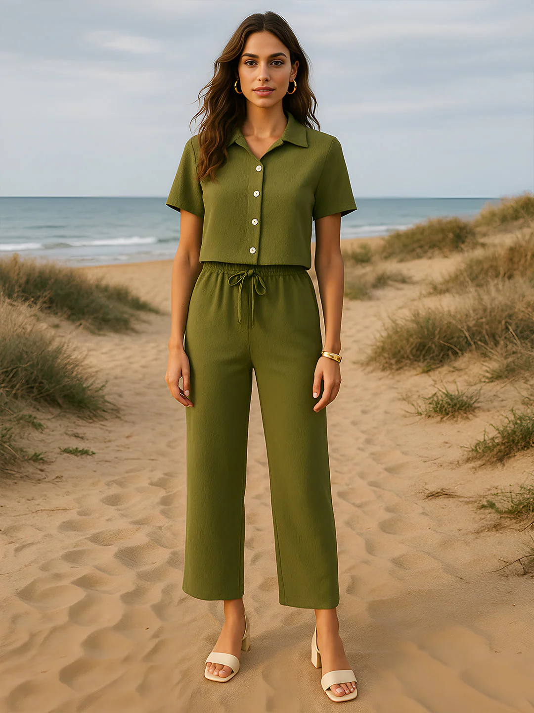 Olive Solid Trouser - Image 2