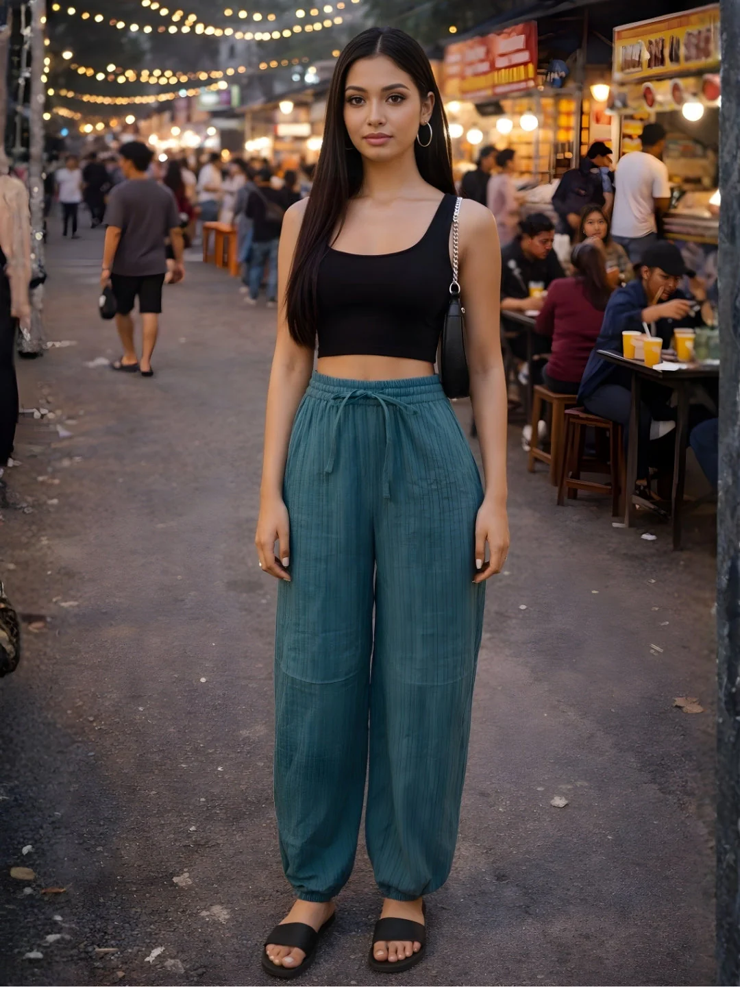 Teal Solid Trousers