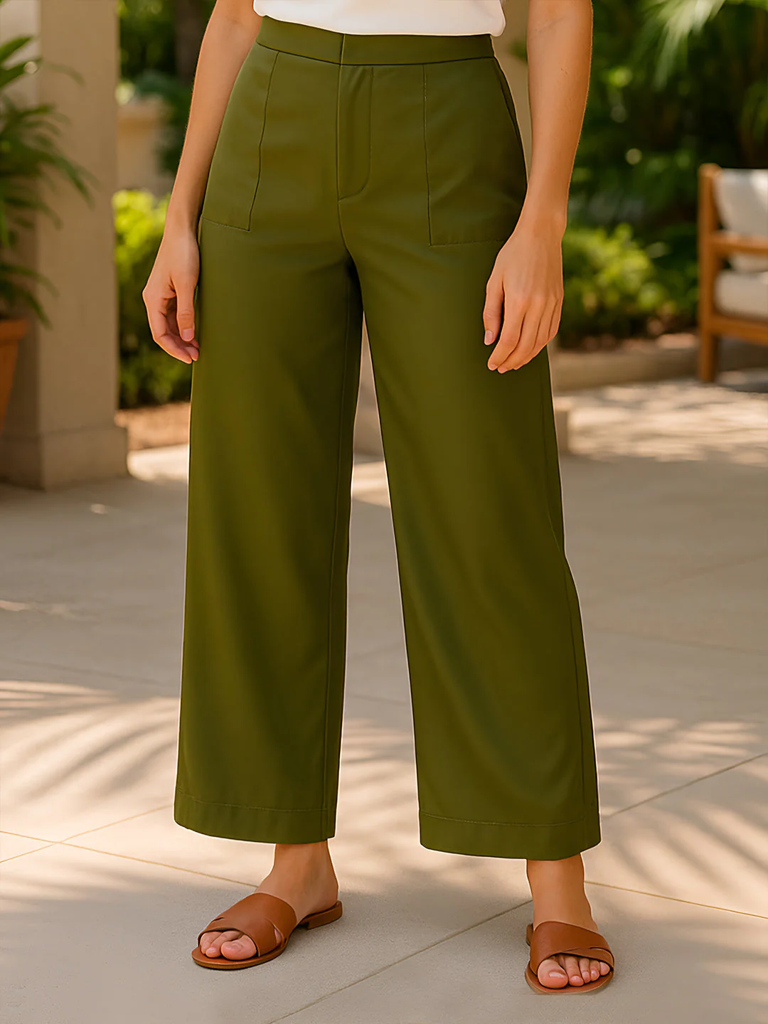 Olive Solid Trouser