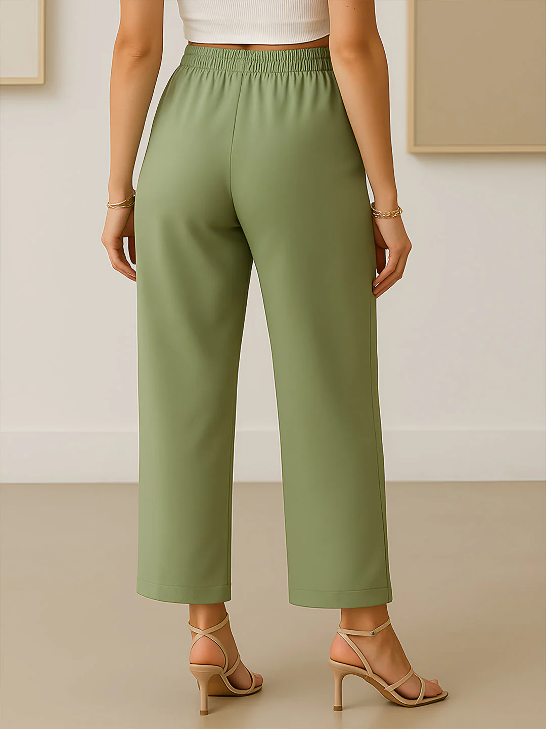 Green Solid Trouser - Image 4