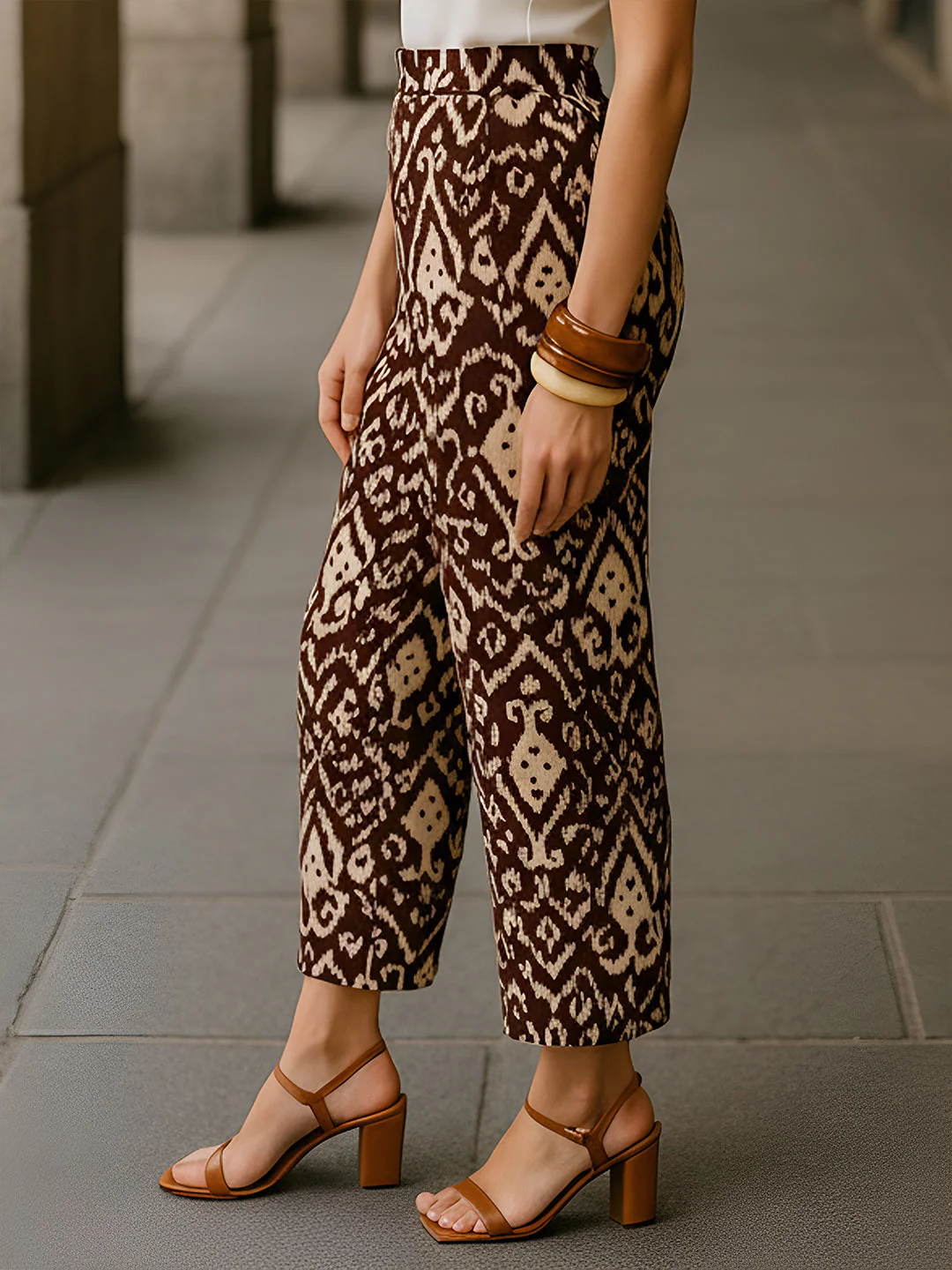 Brown Ethnic Motifs Trouser - Image 3