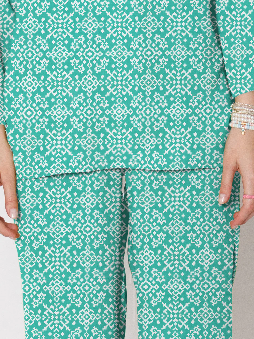 Turquoise Printed Co-Ord Set - Image 6