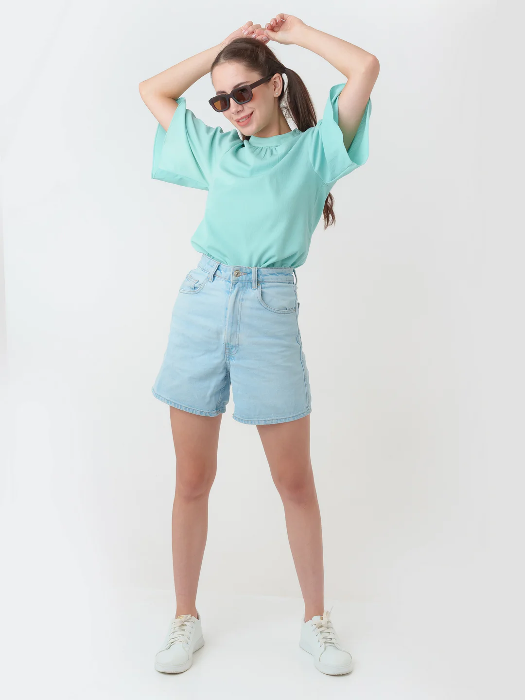 Turquoise Solid Regular Top - Image 5