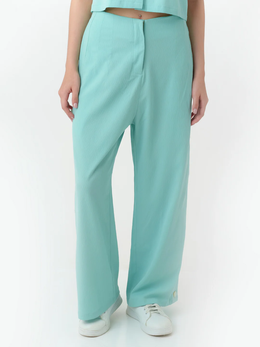 Turquoise Solid Regular Trouser - Image 2