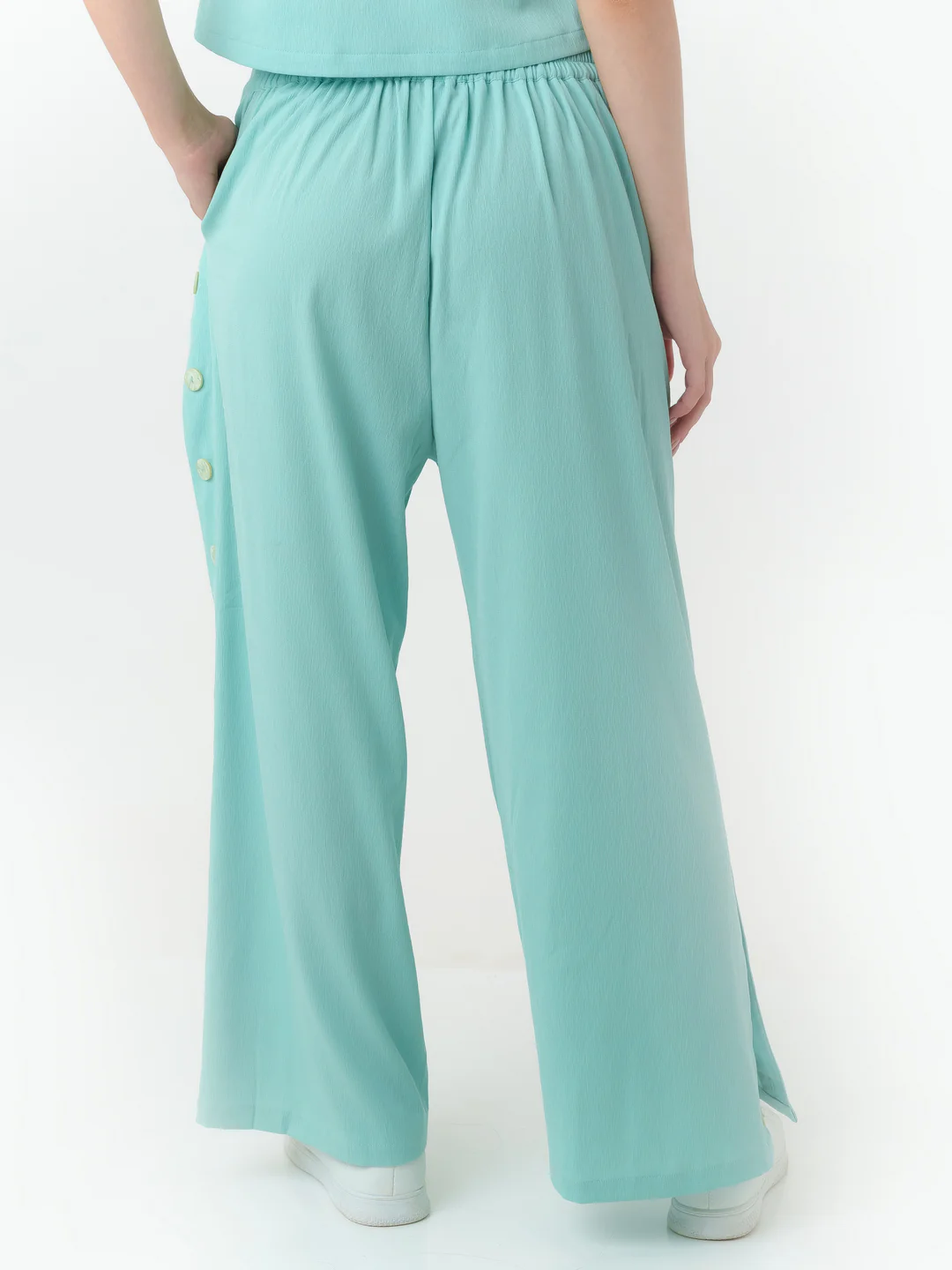 Turquoise Solid Regular Trouser - Image 4
