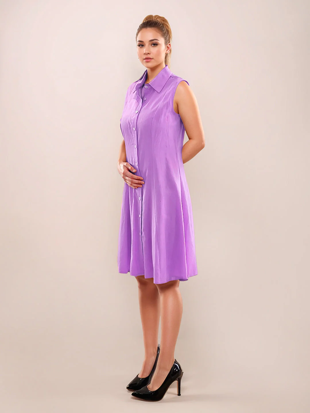 Purple Textured Sleeveless Midi - Image 5