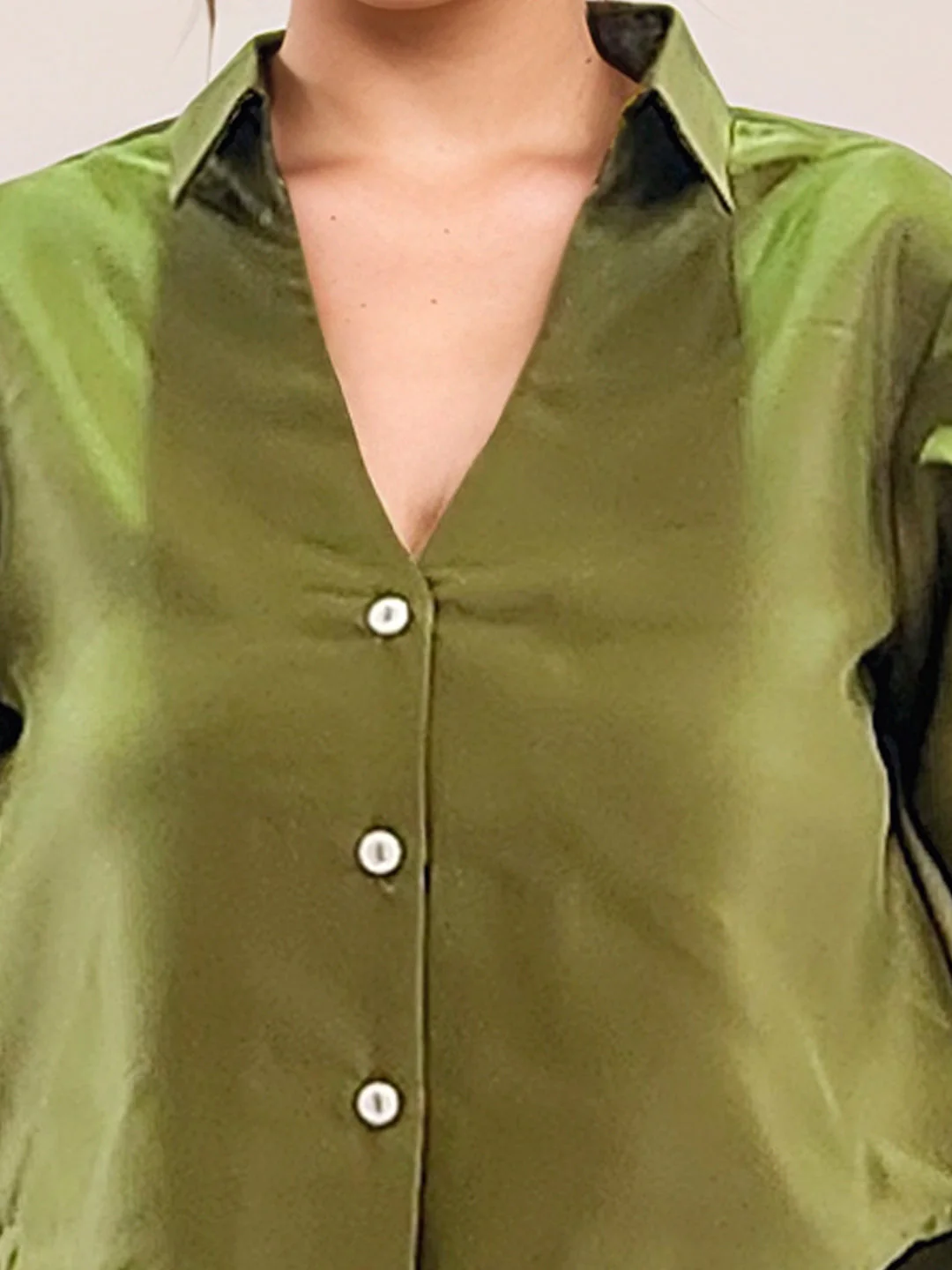 Green Plain Full Sleeves Shirt - Image 6