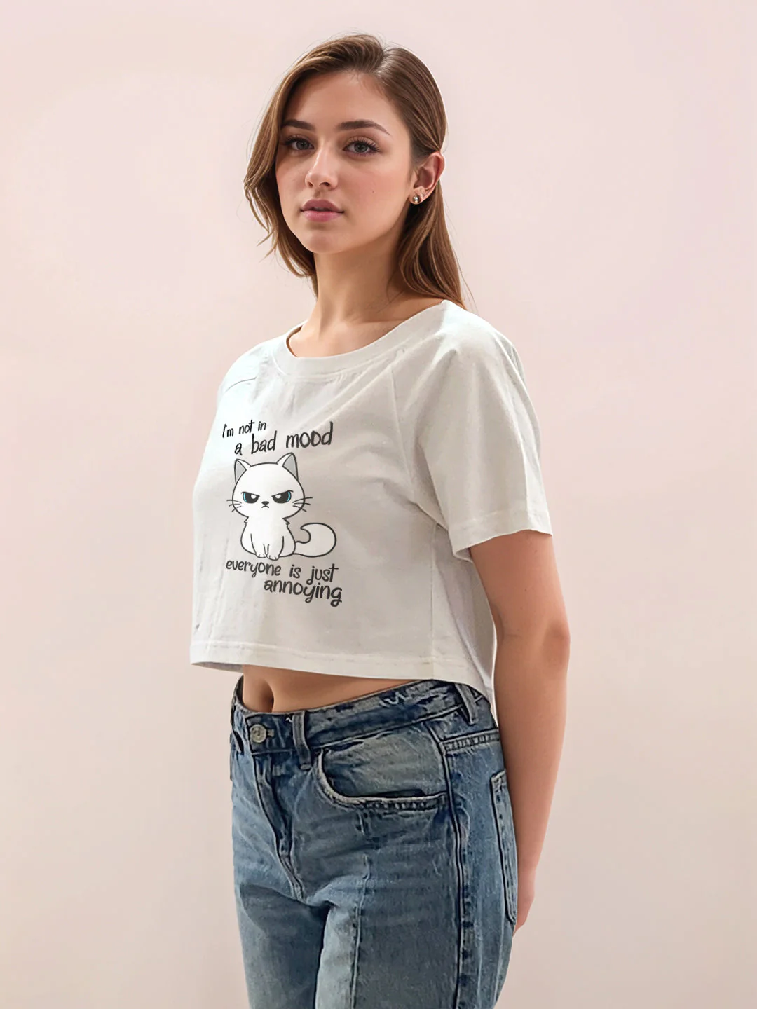 White Graphic Print Half Sleeves T-Shirt - Image 3