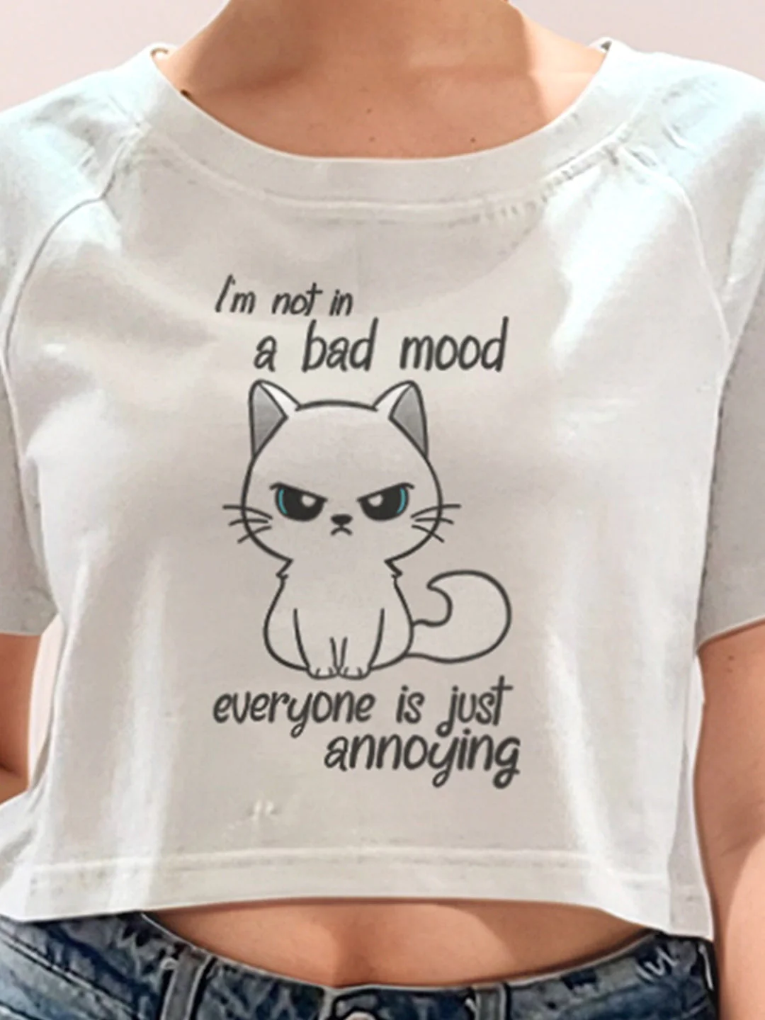 White Graphic Print Half Sleeves T-Shirt - Image 6