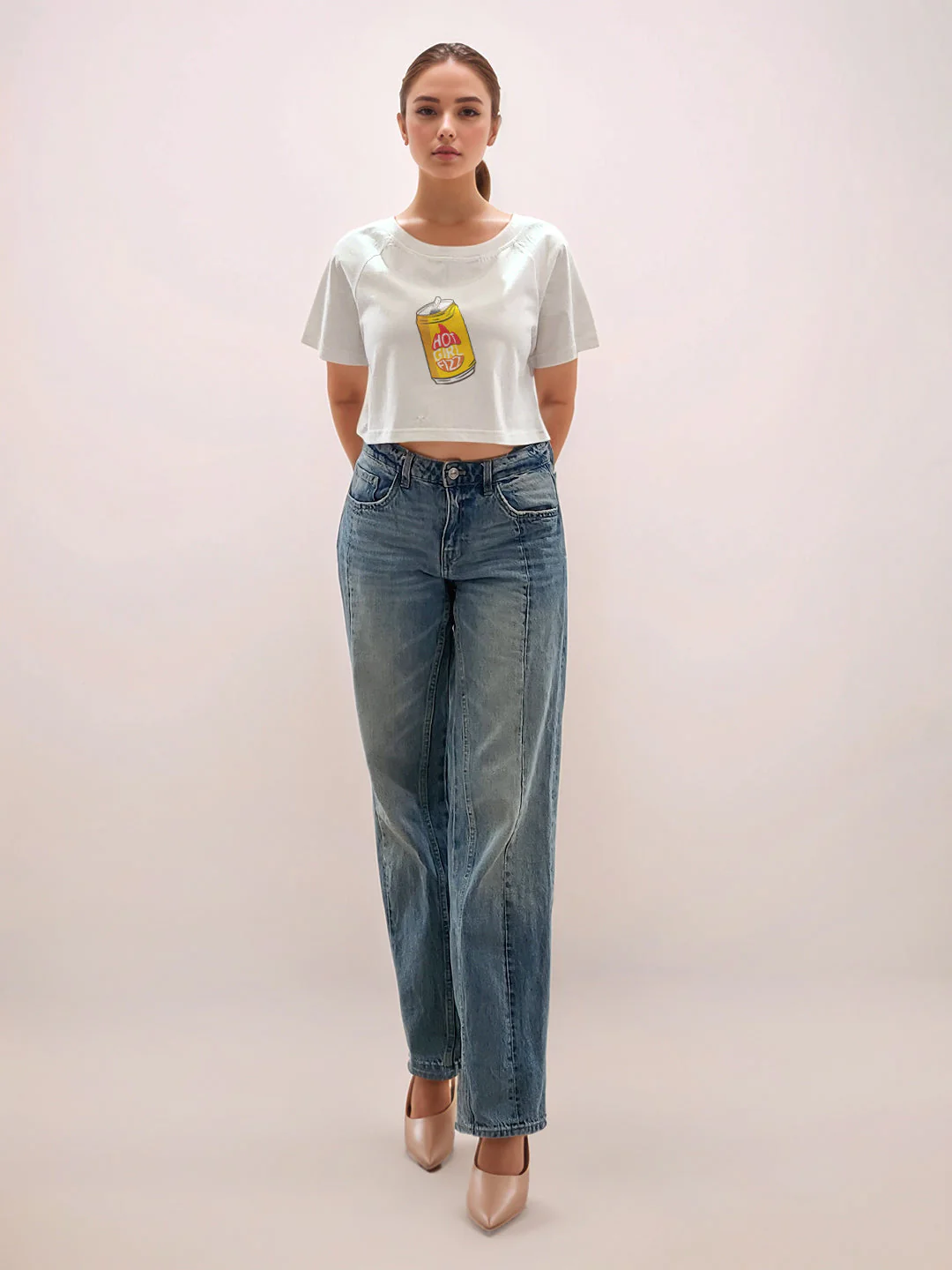 White Graphic Print Half Sleeves T-Shirt