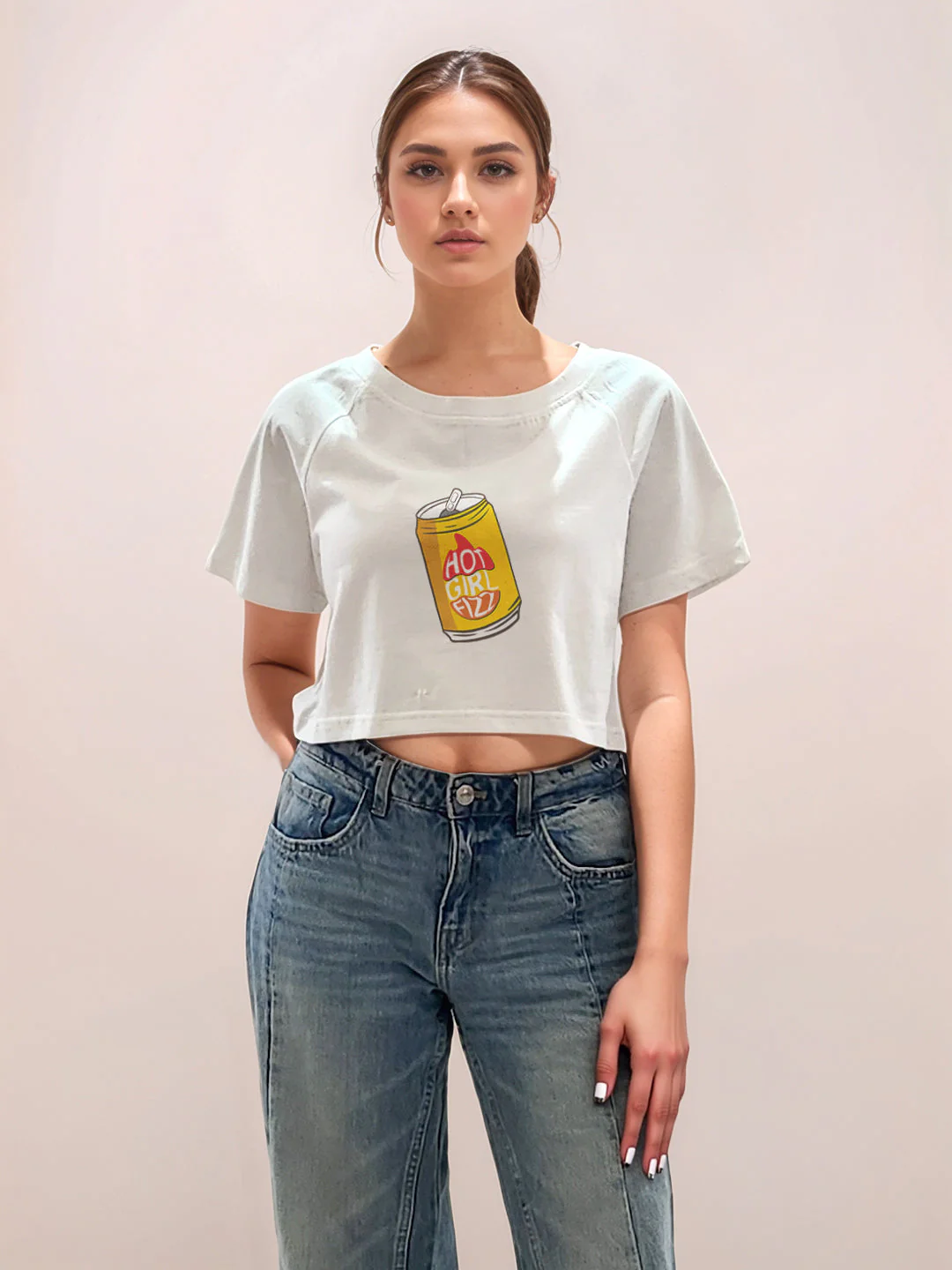 White Graphic Print Half Sleeves T-Shirt - Image 2