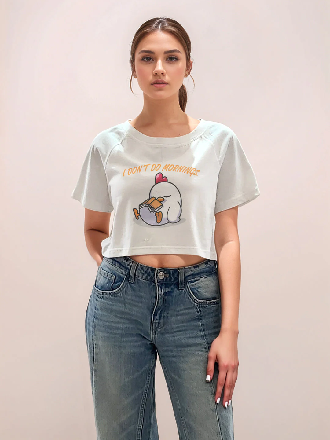 White Graphic Print Half Sleeves T-Shirt - Image 2