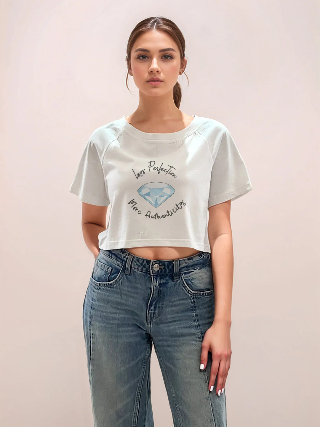 White Graphic Print Half Sleeves T-Shirt - Image 2