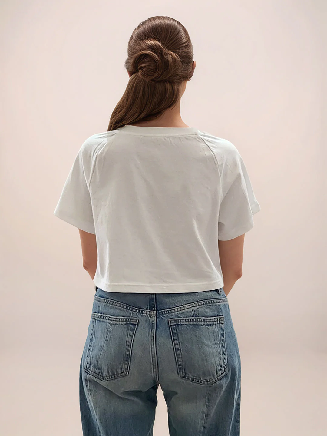 White Graphic Print Half Sleeves T-Shirt - Image 4