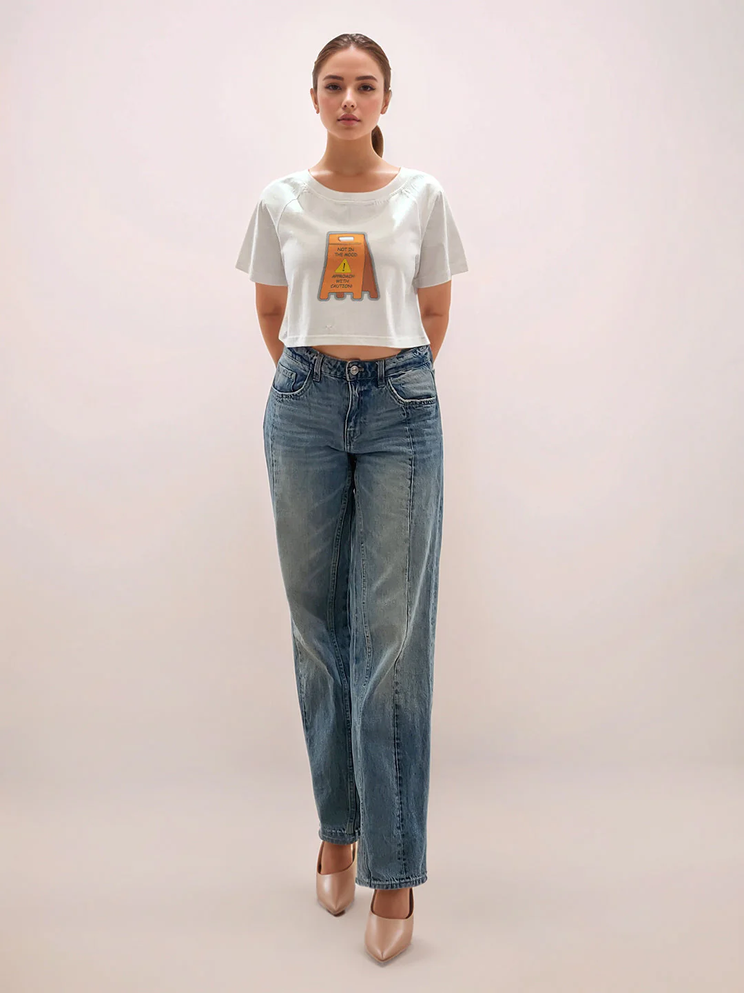 White Graphic Print Half Sleeves T-Shirt