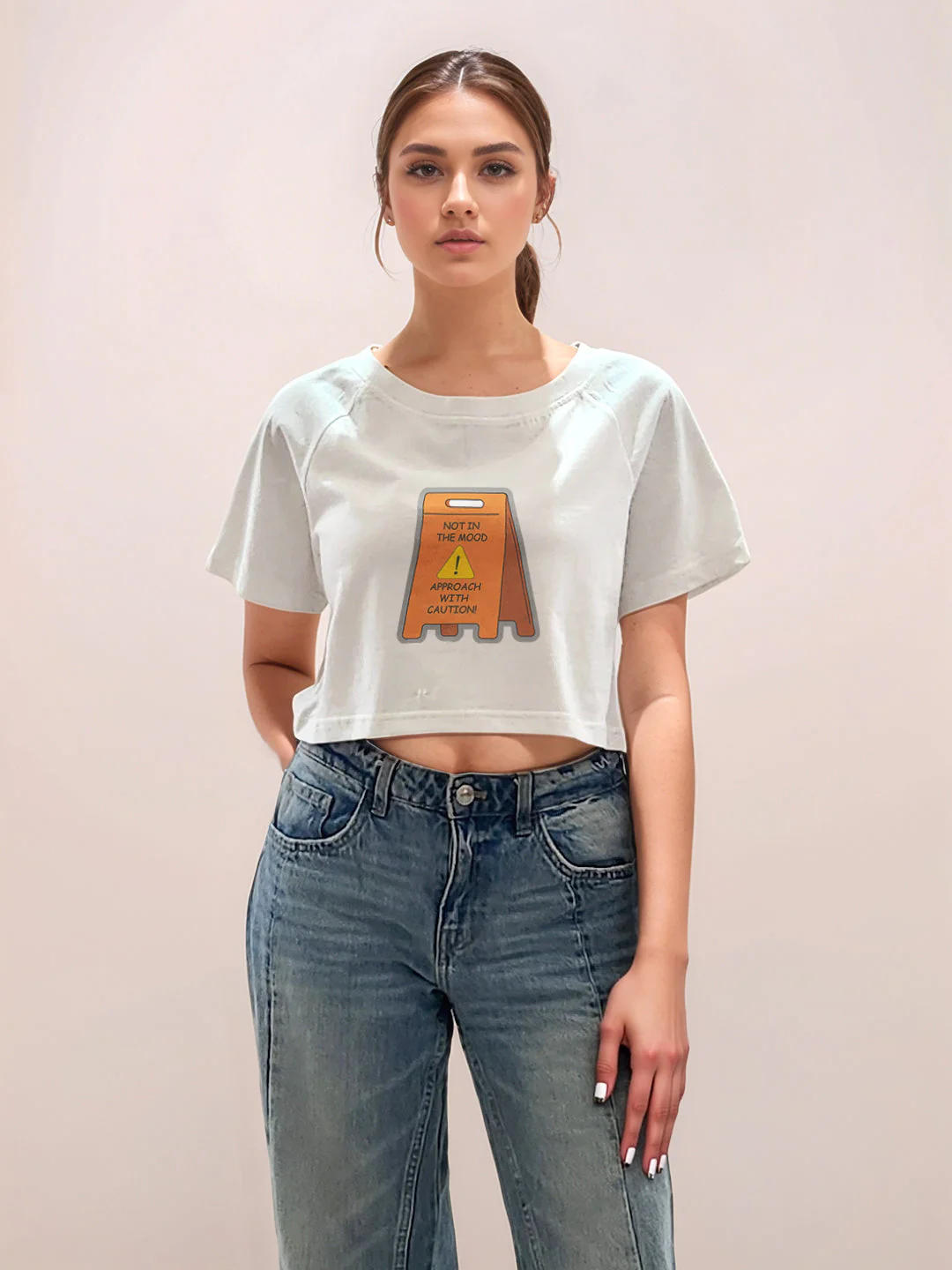 White Graphic Print Half Sleeves T-Shirt - Image 2