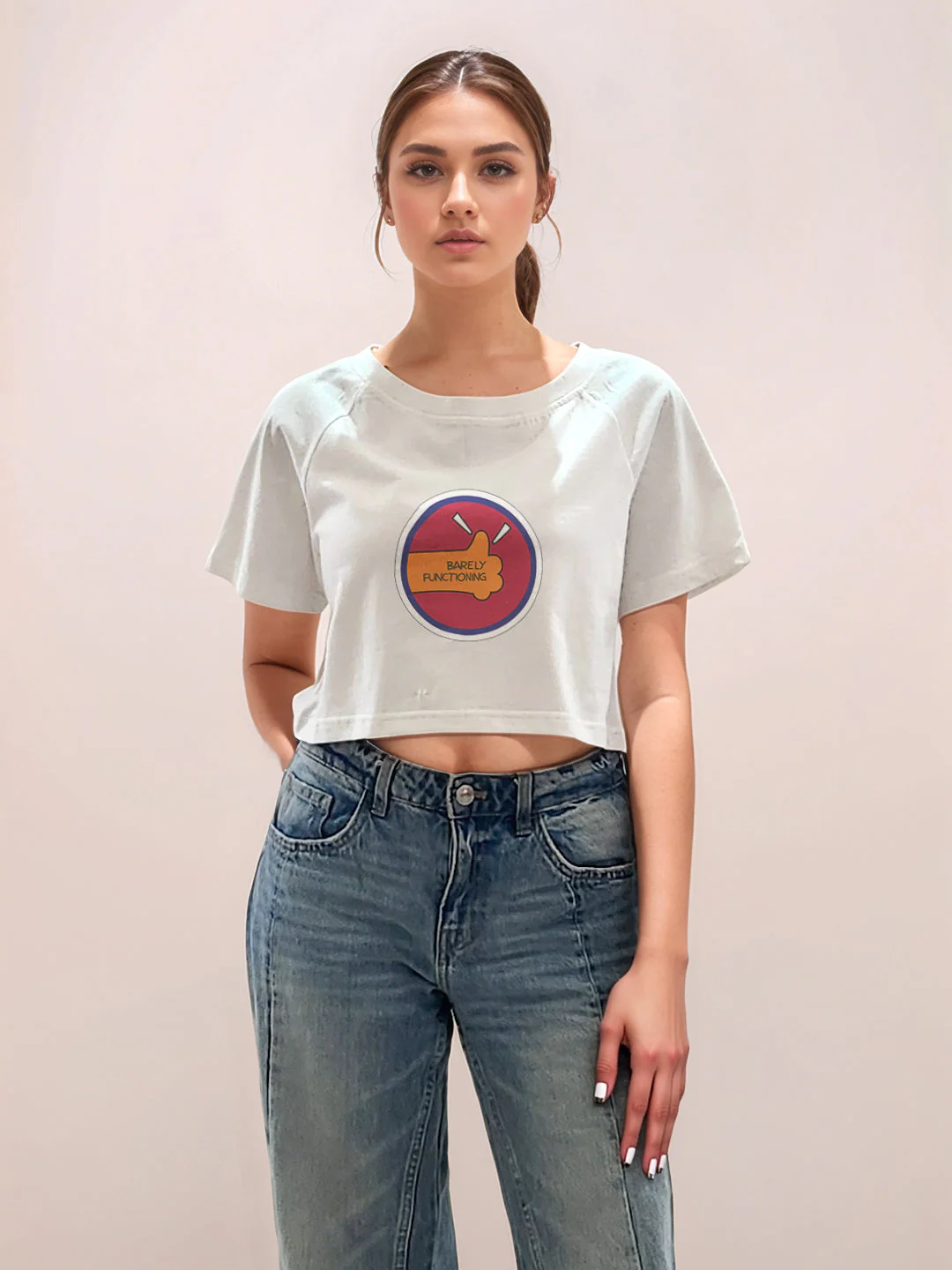 White Graphic Print Half Sleeves T-Shirt - Image 2