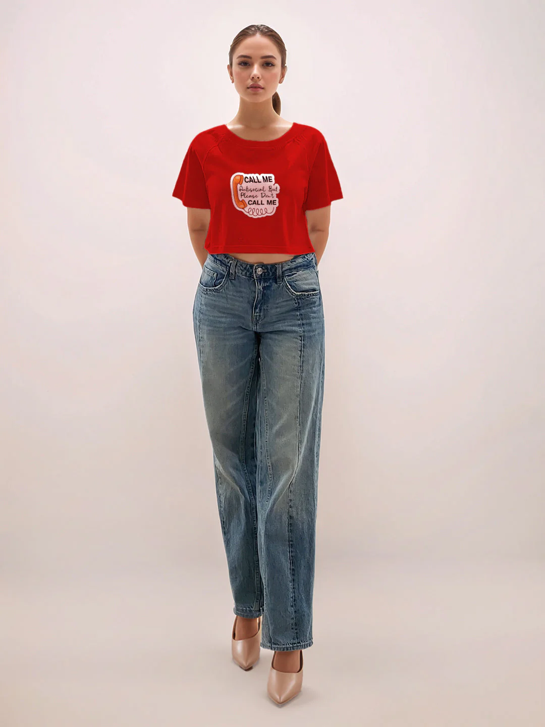 Red Graphic Print Half Sleeves T-Shirt