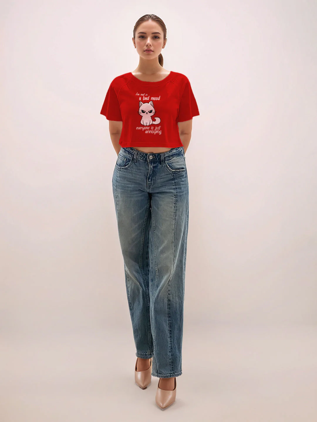 Red Graphic Print Half Sleeves T-Shirt