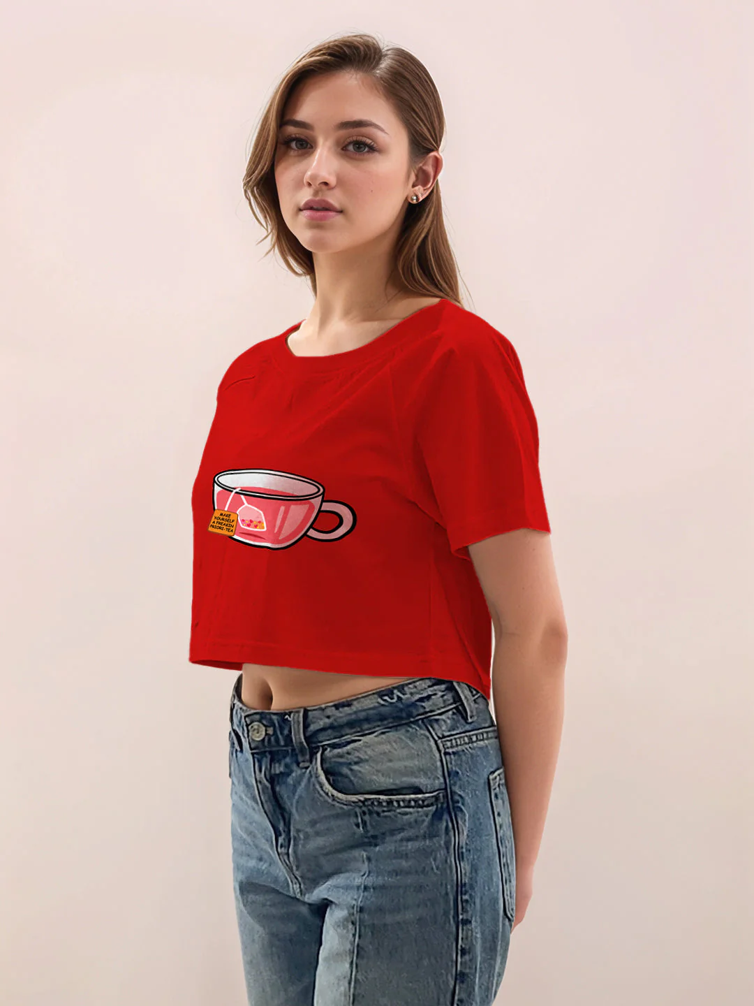 Red Graphic Print Half Sleeves T-Shirt - Image 3