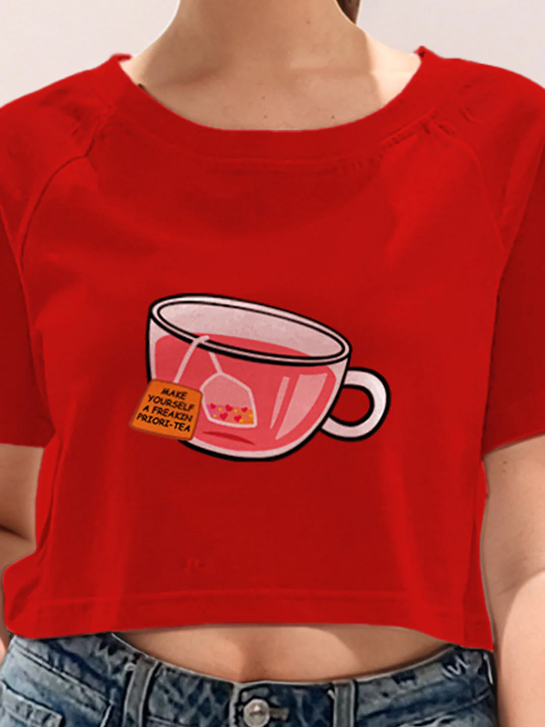 Red Graphic Print Half Sleeves T-Shirt - Image 6