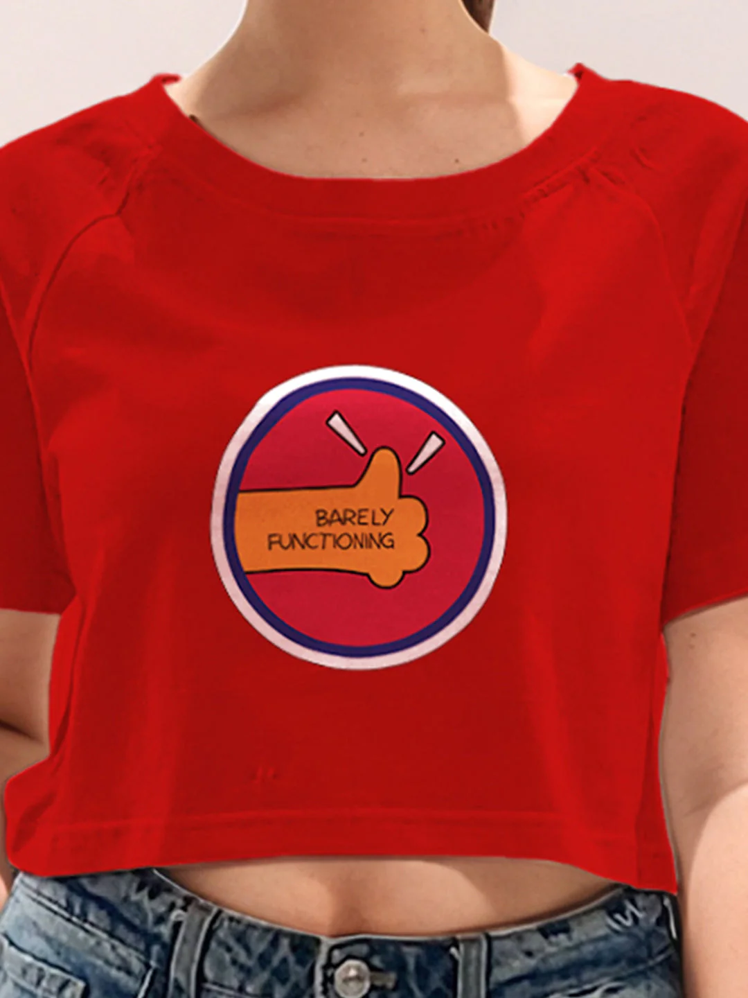 Red Graphic Print Half Sleeves T-Shirt - Image 6