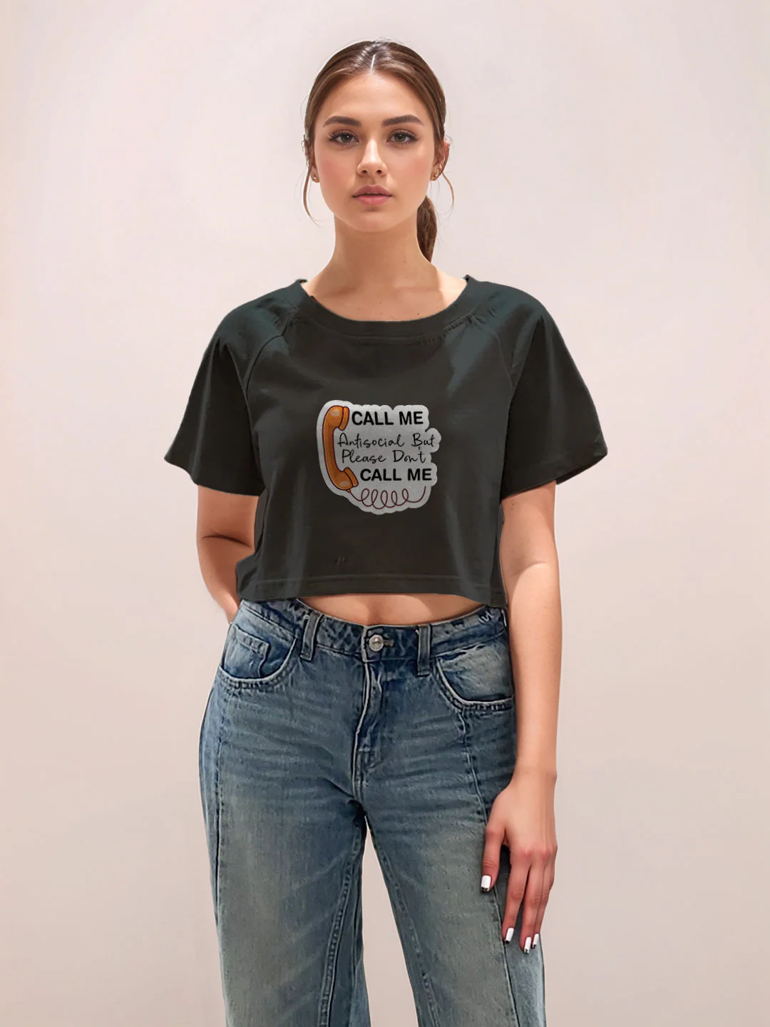 Black Graphic Print Half Sleeves T-Shirt - Image 2